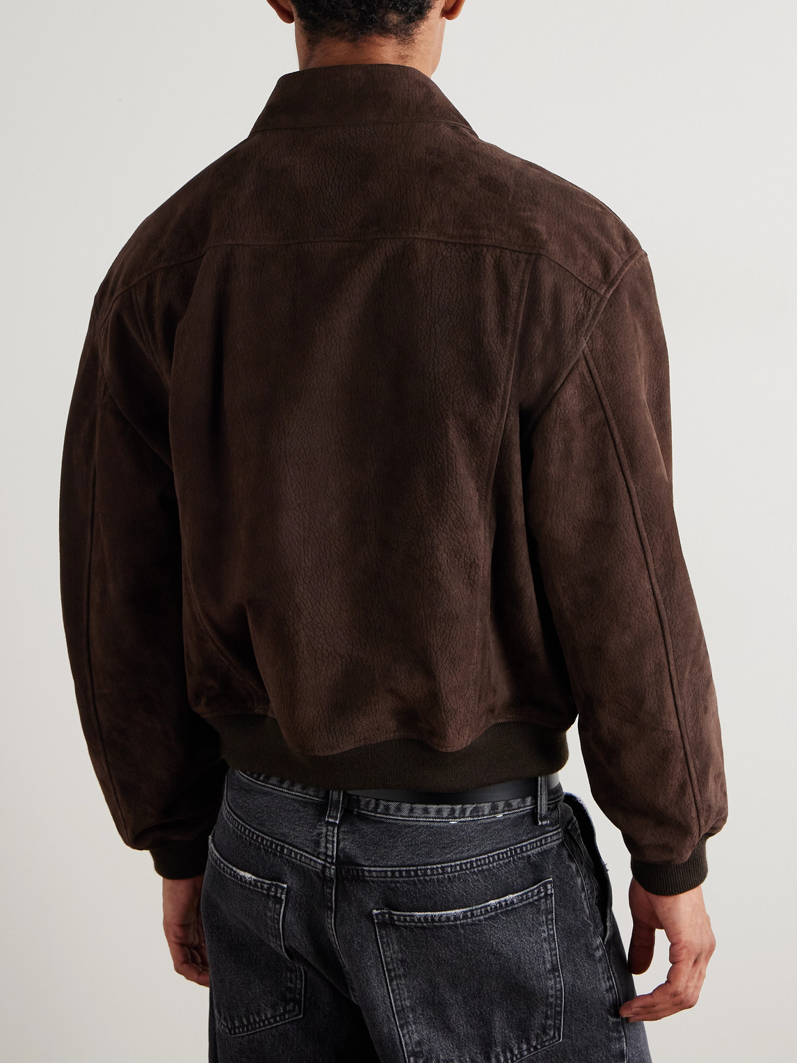 Frame Retro Suede Blouson Jacket In Brown