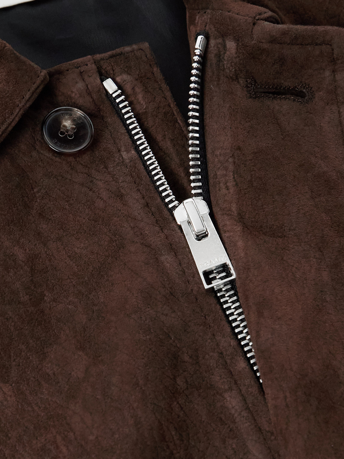 Frame Retro Suede Blouson Jacket In Brown