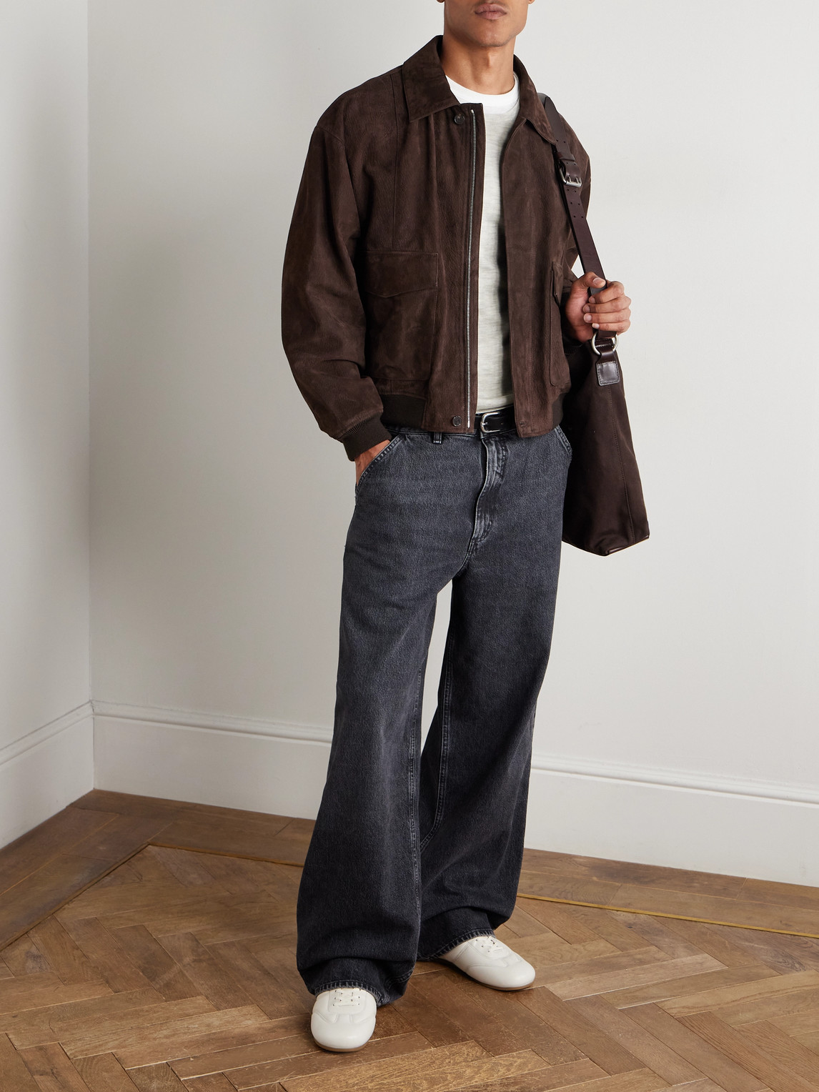 Frame Retro Suede Blouson Jacket In Brown