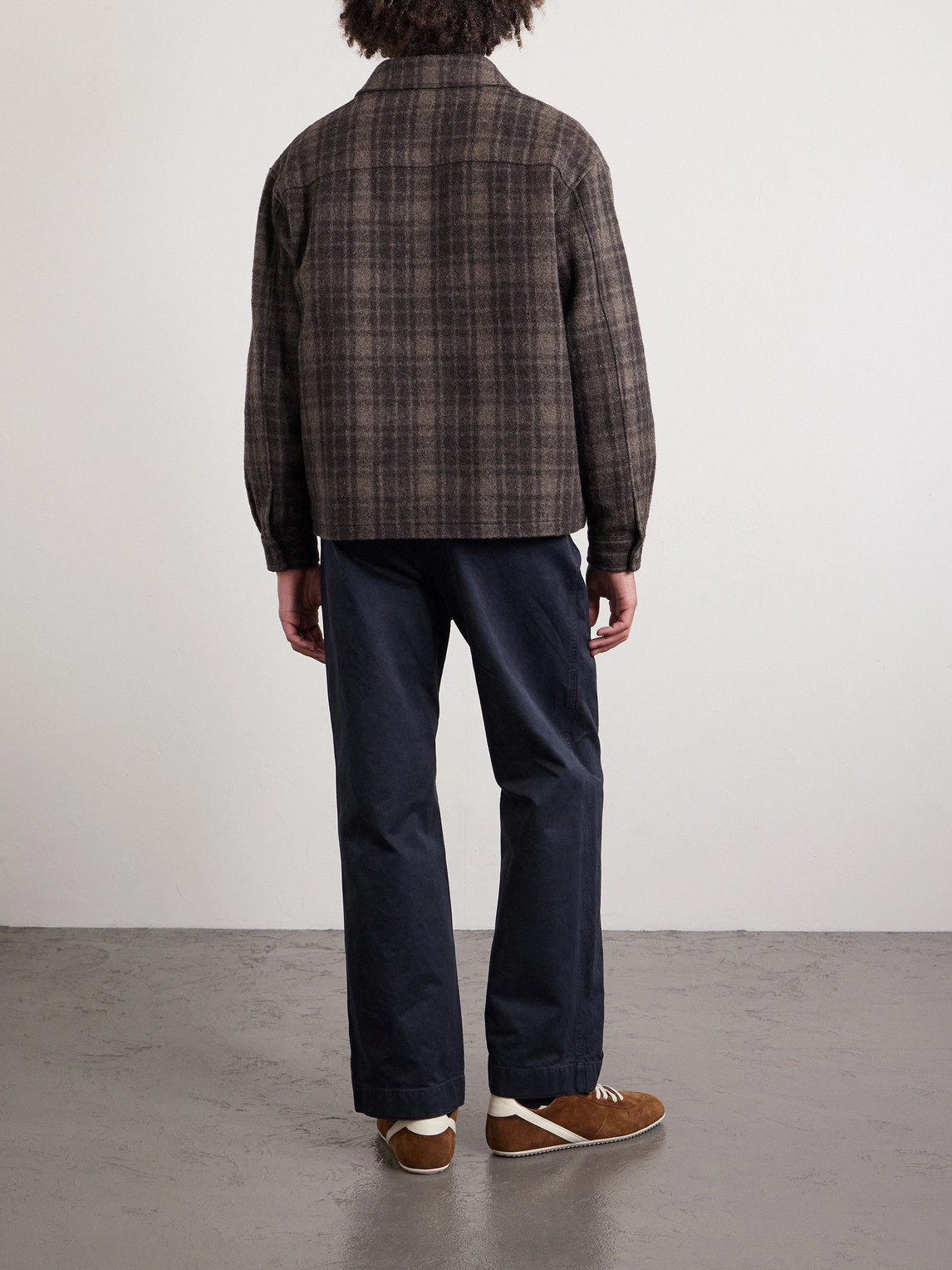 Frame Padded Checked Virgin Wool-tweed Blouson Jacket In Brown