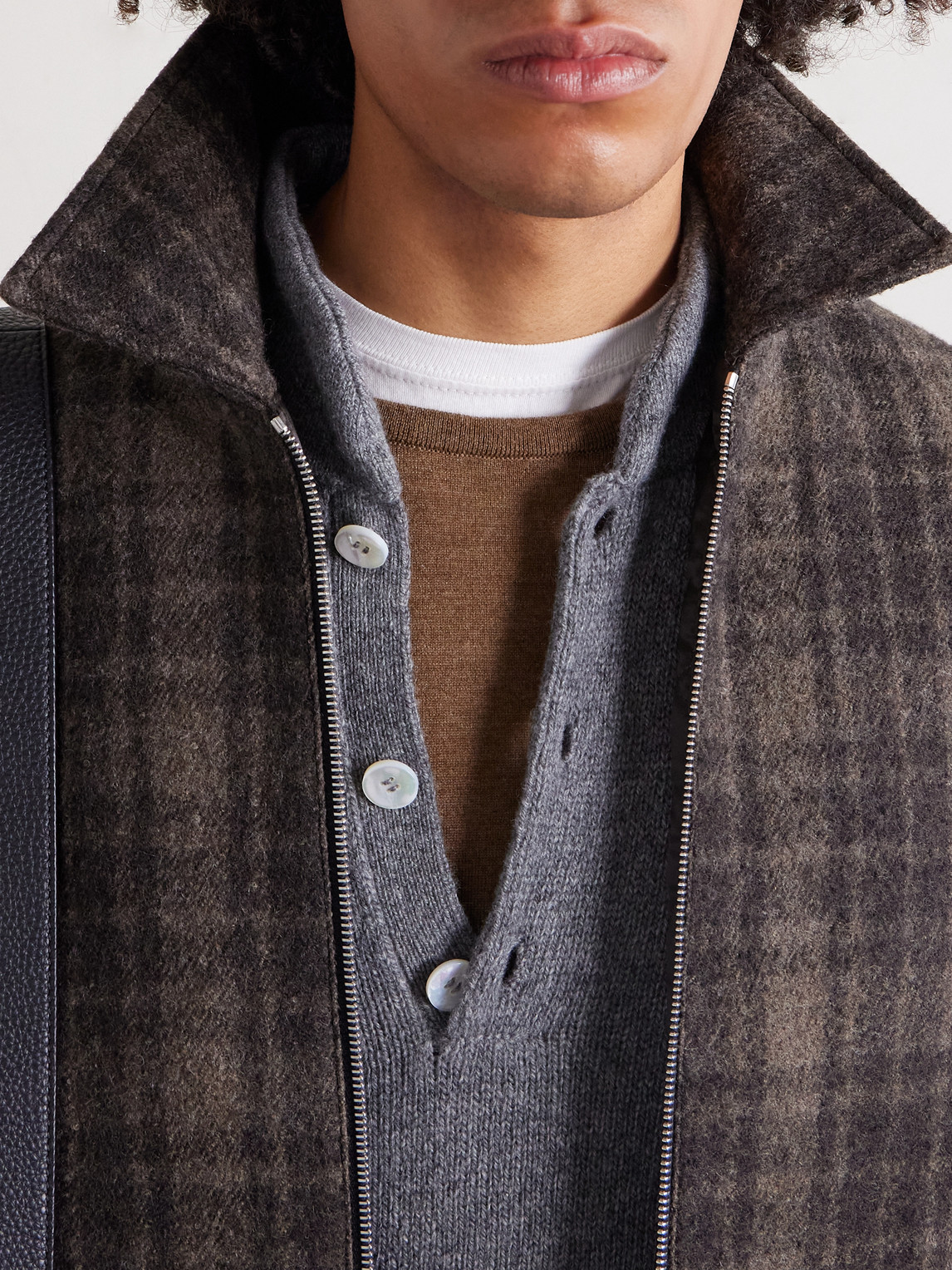 Frame Padded Checked Virgin Wool-tweed Blouson Jacket In Brown