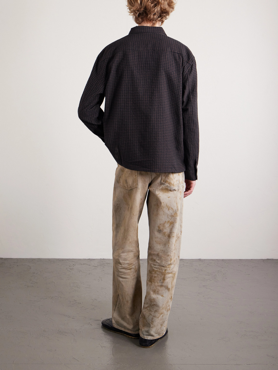 Frame Checked Cotton And Wool-blend Shirt In Black