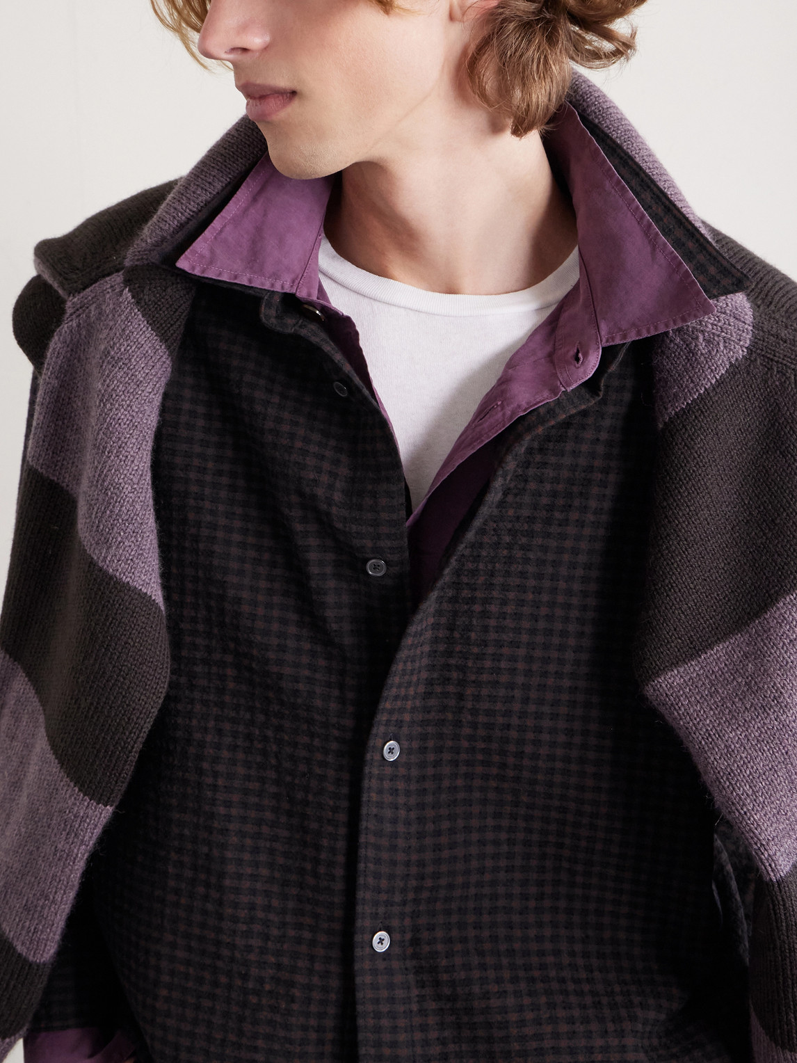 Frame Checked Cotton And Wool-blend Shirt In Black