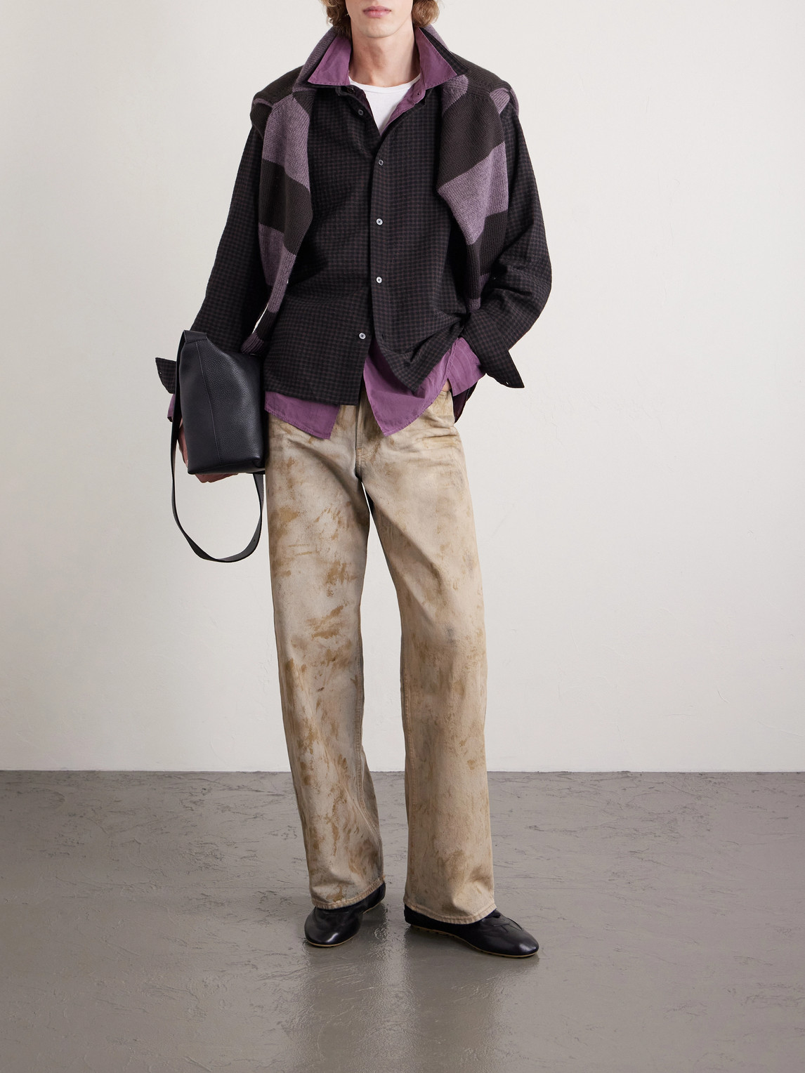 Frame Checked Cotton And Wool-blend Shirt In Black