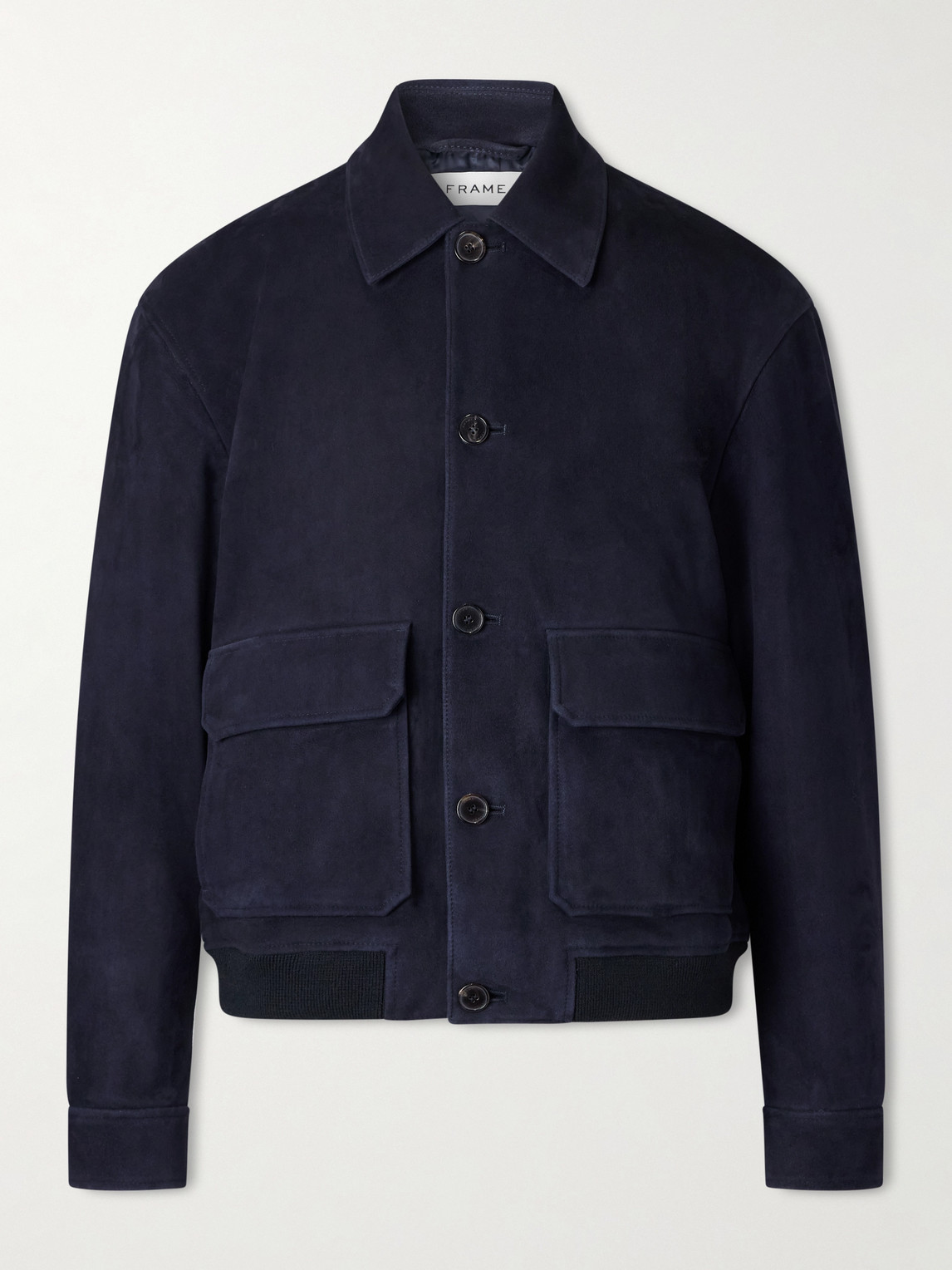 Frame Buttoned Suede Jacket In Blue