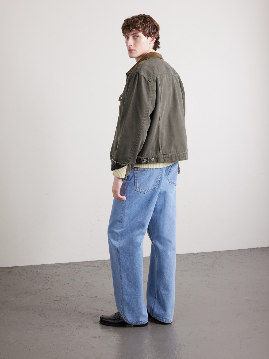 Frame Suede-trimmed Cotton-canvas Trucker Jacket In Brown