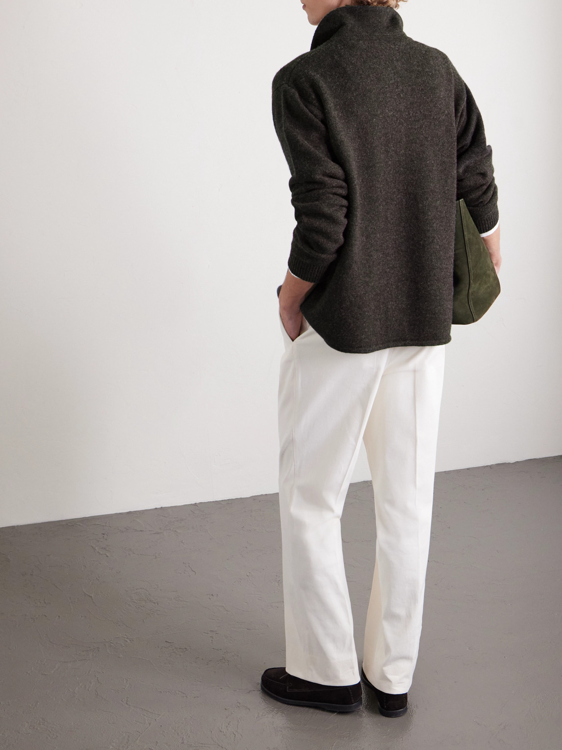 Frame Wool And Yak-blend Cardigan In Gray