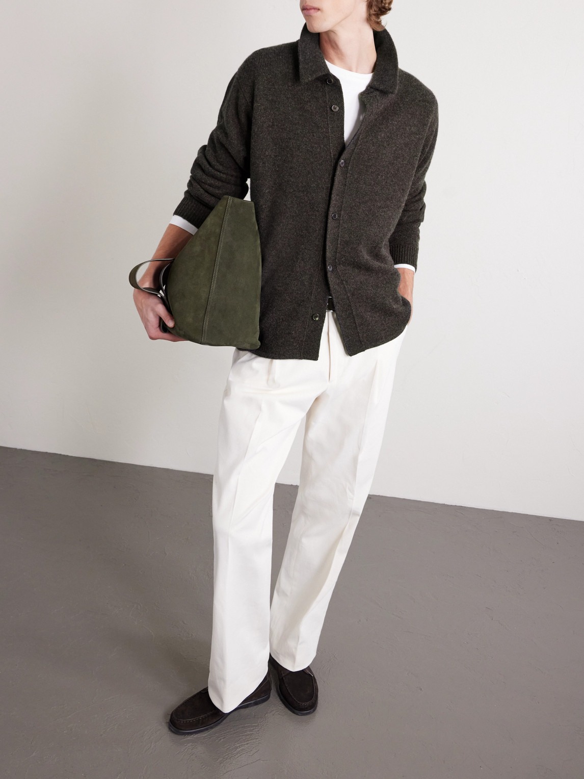 Frame Wool And Yak-blend Cardigan In Gray