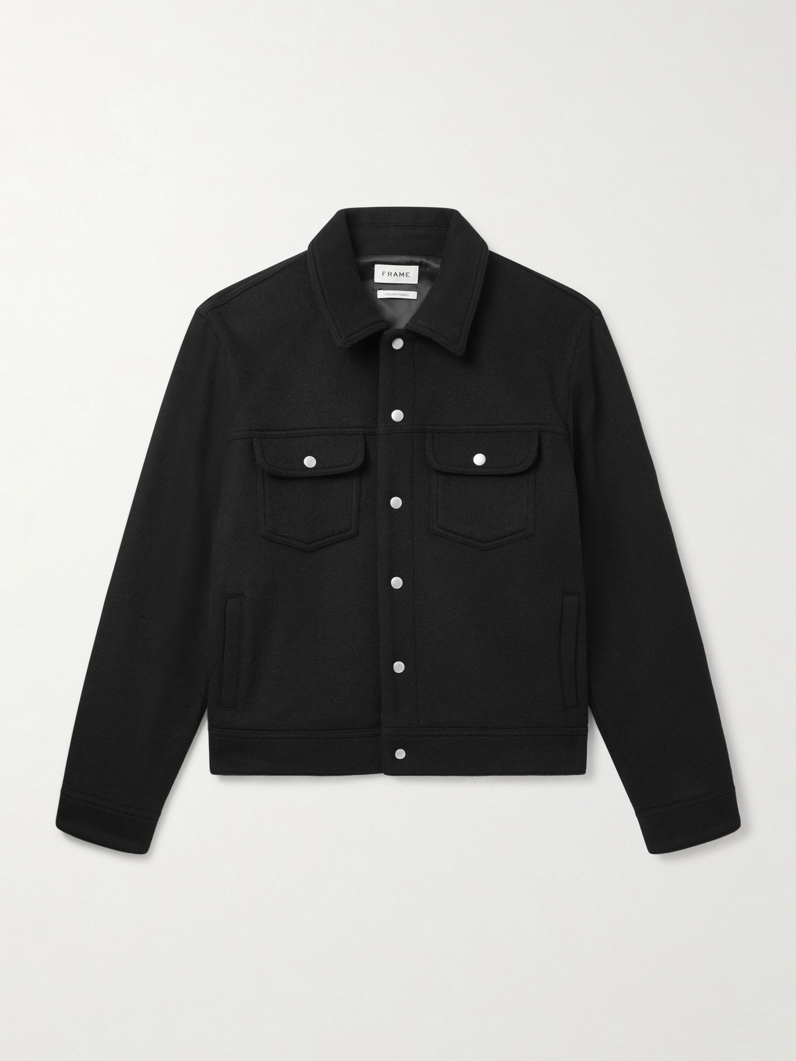 Frame Wool-blend Trucker Jacket In Black