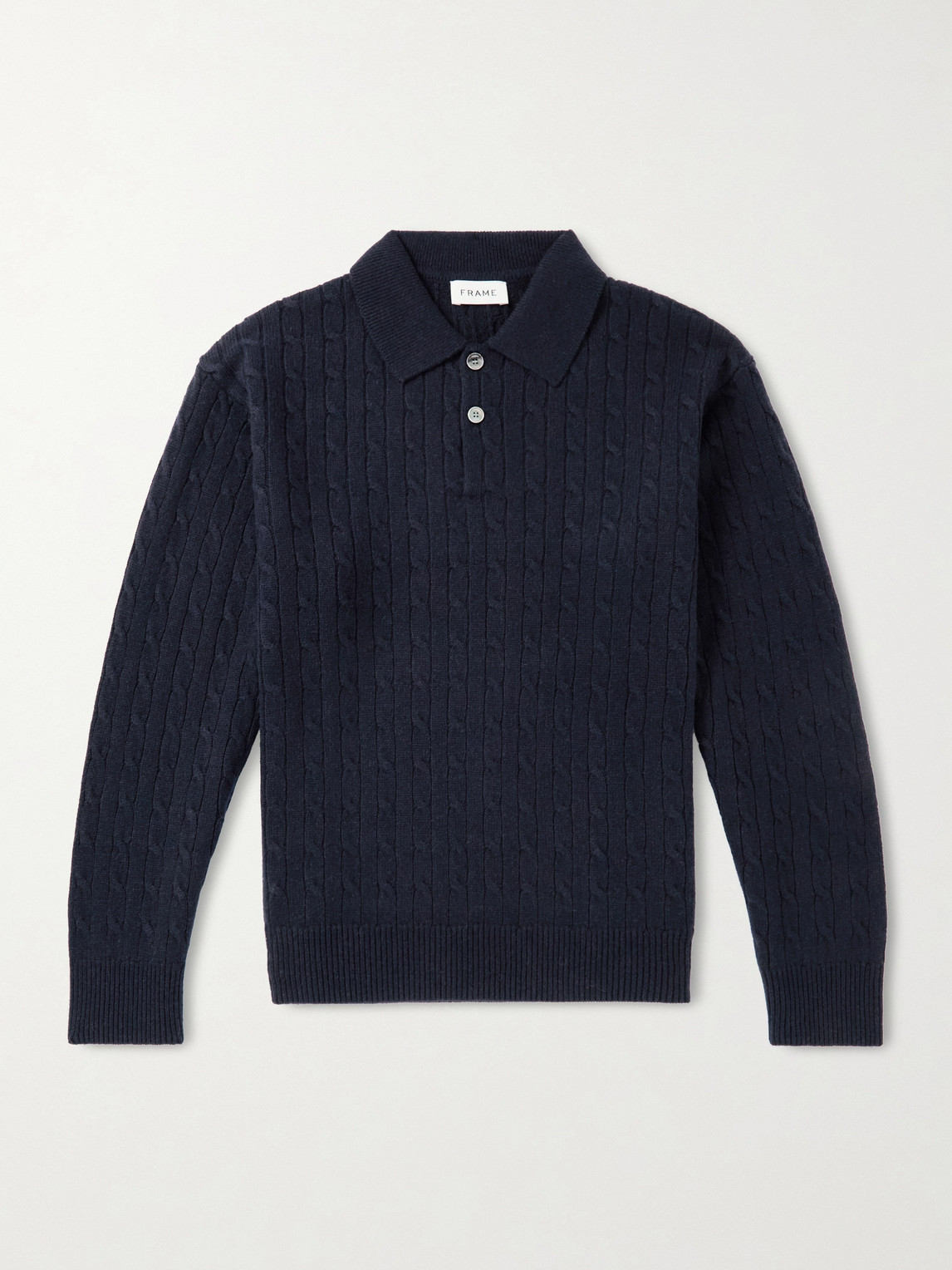 Frame Cable-Knit Wool and Cashmere-Blend Polo weater - Men