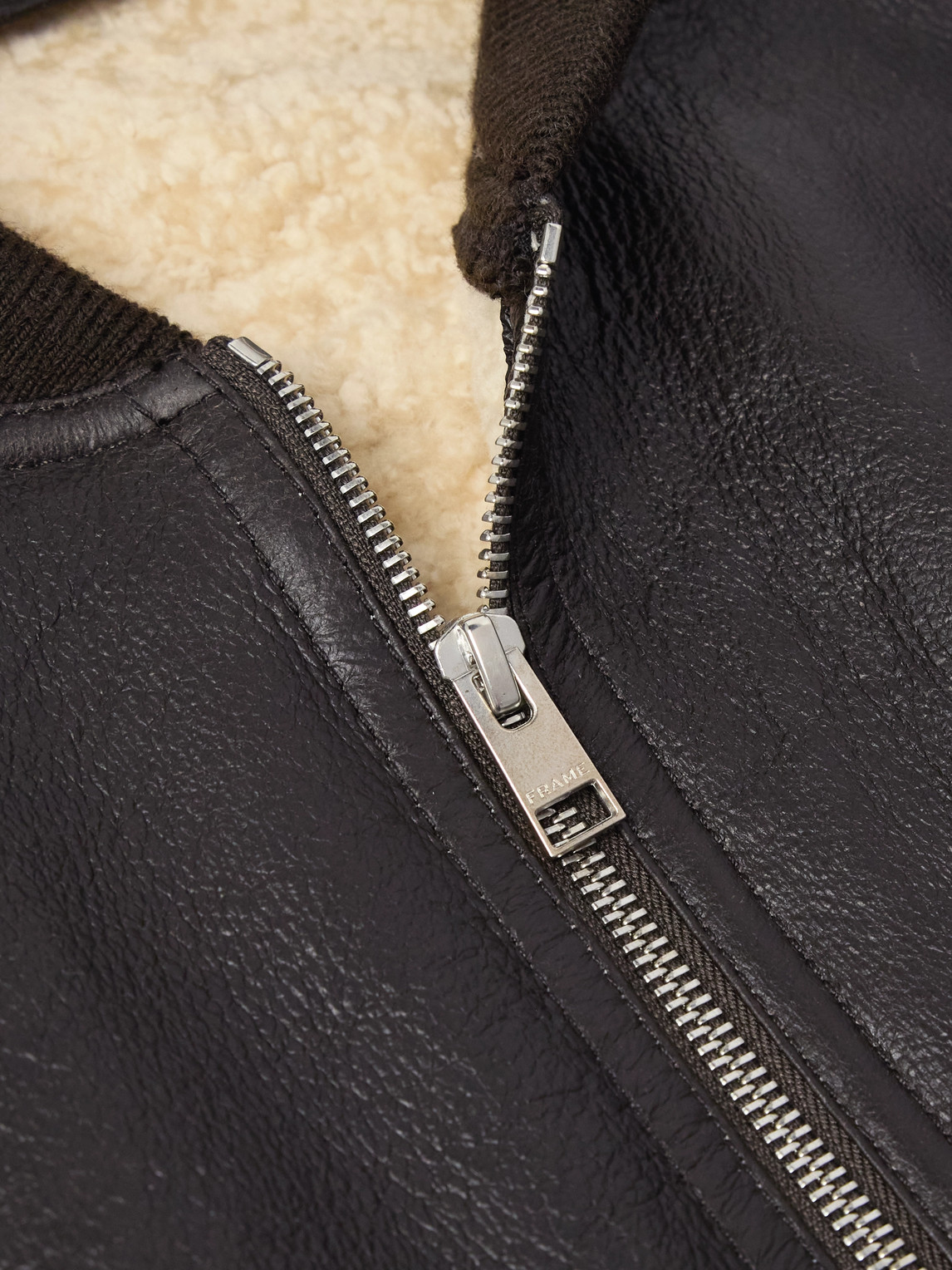 Frame Genuine Shearling Lined Bomber Jacket In Brown