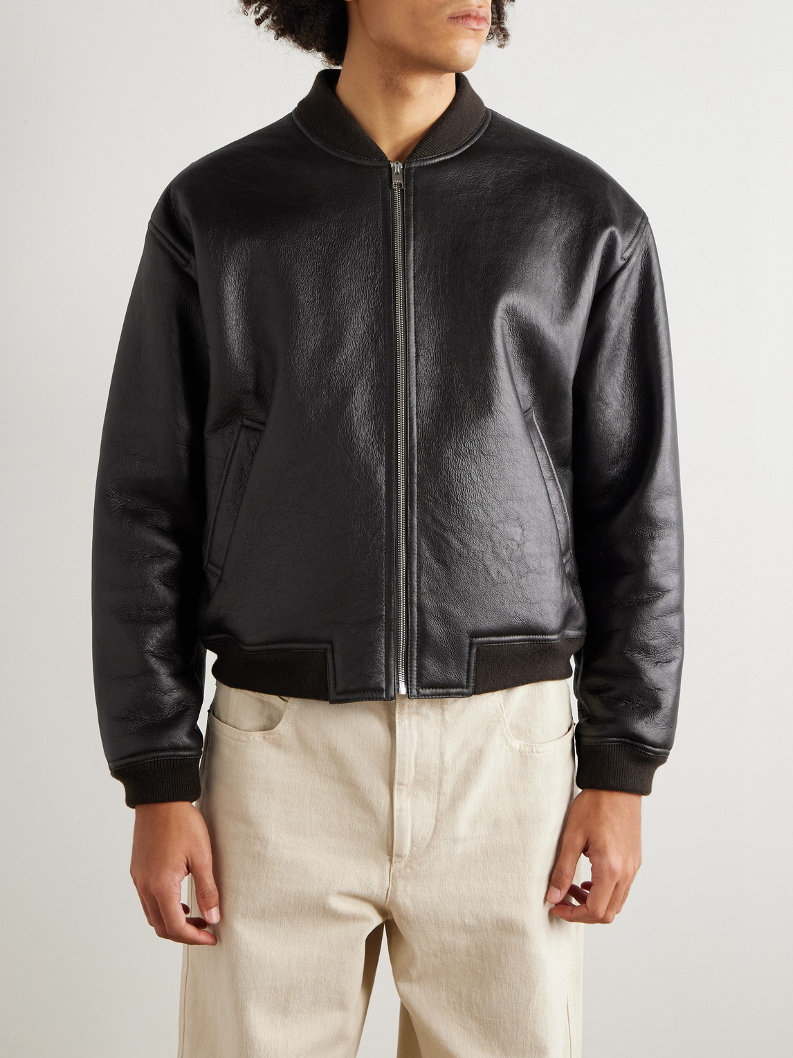 Frame Genuine Shearling Lined Bomber Jacket In Brown
