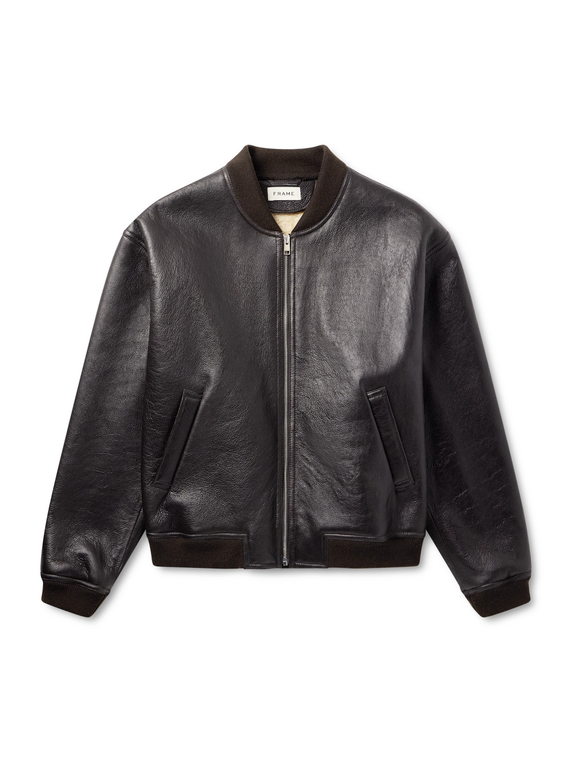 Frame Genuine Shearling Lined Bomber Jacket In Brown
