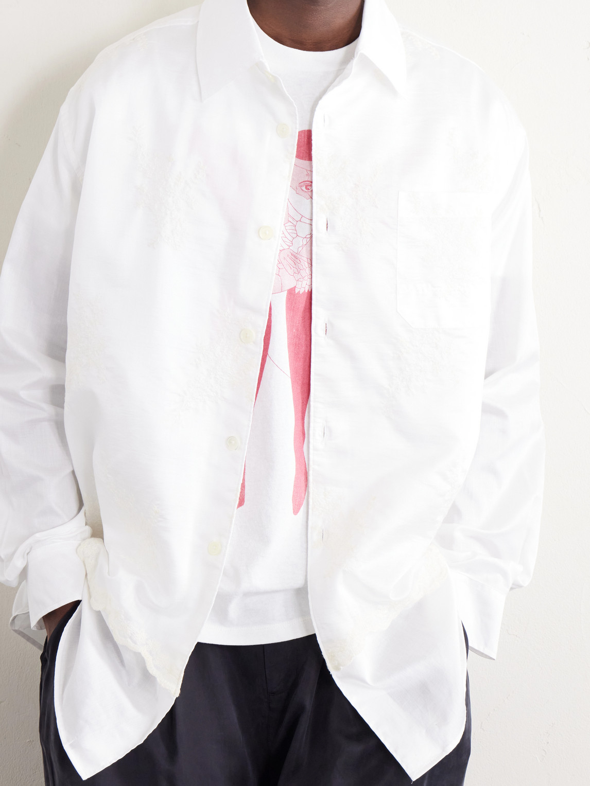 Vast Layered Embroidered Cotton-Poplin Shirt