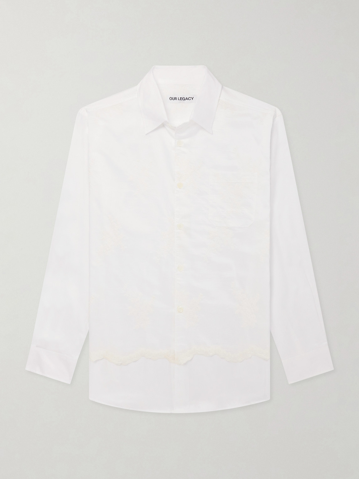 Our Legacy Vast Layered Embroidered Cotton-Poplin Shirt IT 48