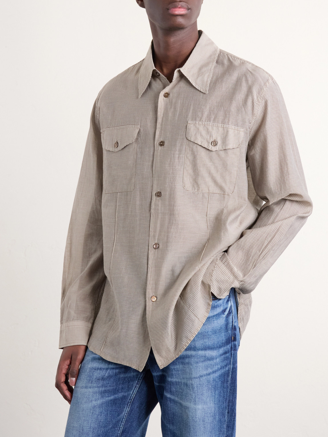 Plough Checked Cotton And Silk-Blend Shirt
