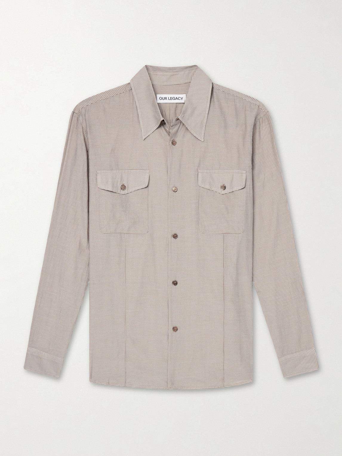Our Legacy Plough Checked Cotton and Silk-Blend Shirt IT 50