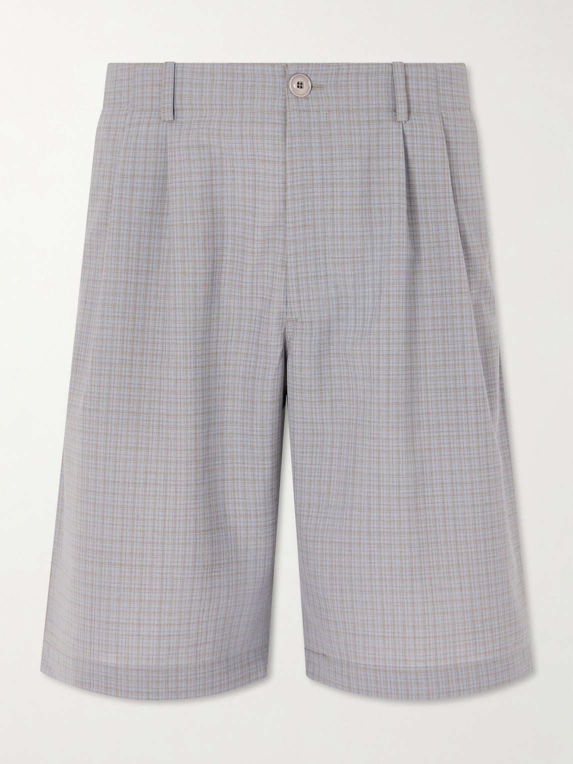Our Legacy Ponte Straight-Leg Pleated Checked Grain de Poudre Shorts IT 46