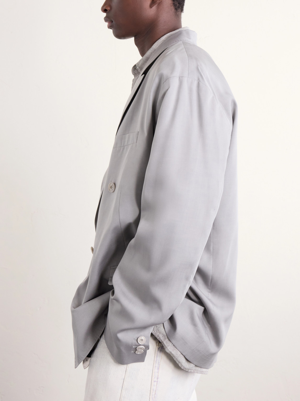 Halt Double-Breasted Lyocell Blazer