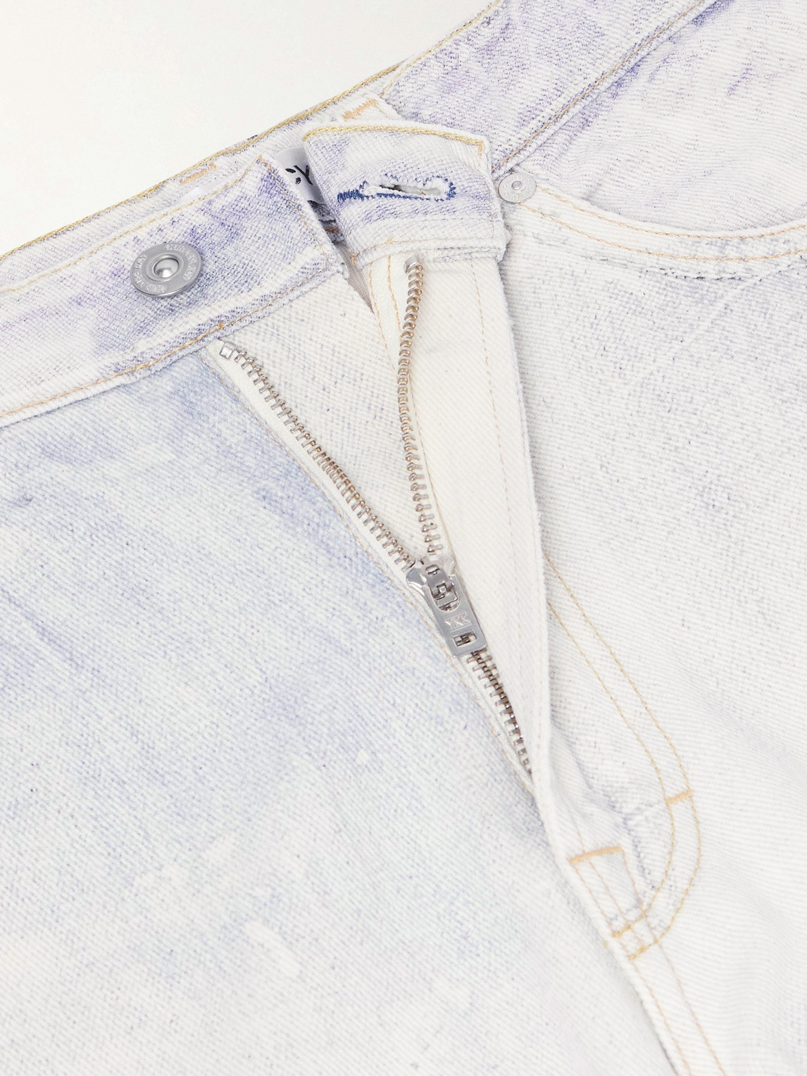 Third Cut Straight-Leg Distressed Printed Jeans