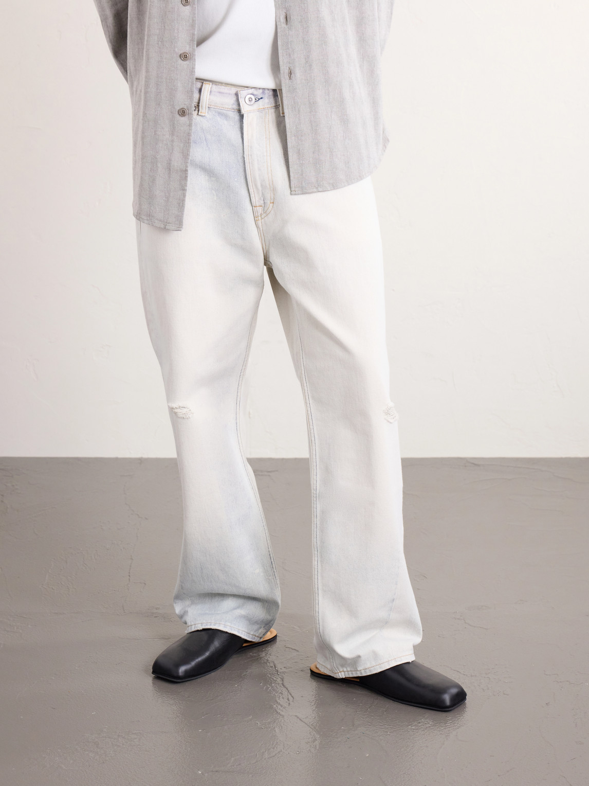 Third Cut Straight-Leg Distressed Printed Jeans