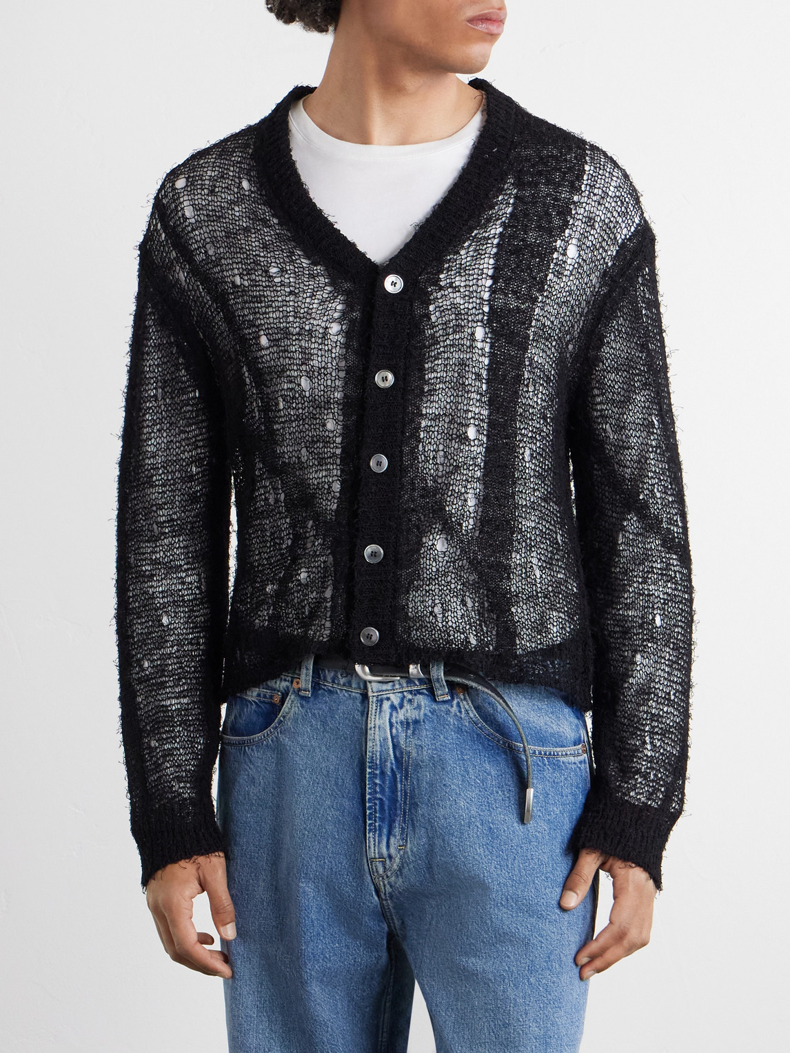 Academy Open-Knit Linen-Blend Cardigan