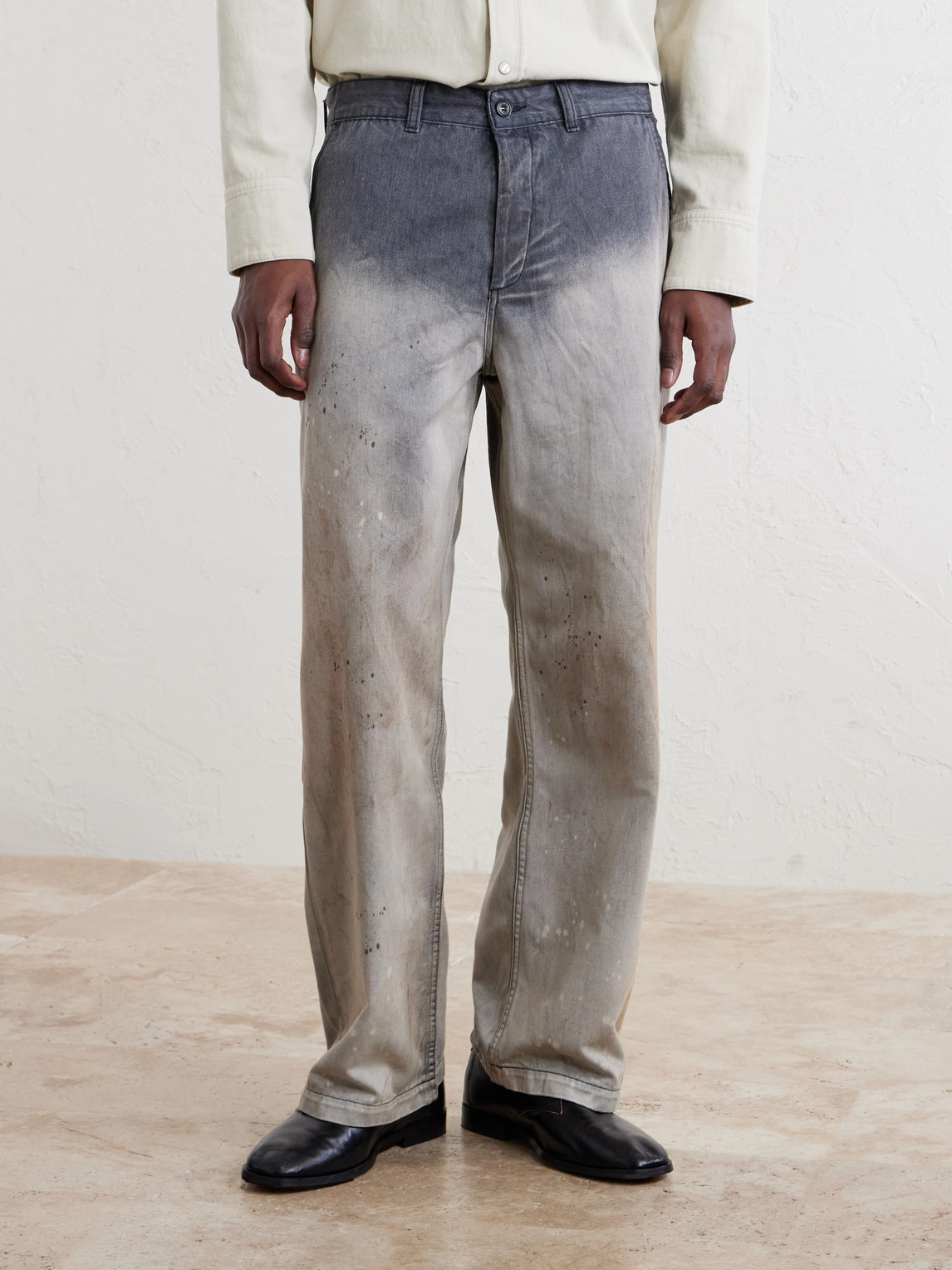 Rig Wide-Leg Paint-Splattered Jeans