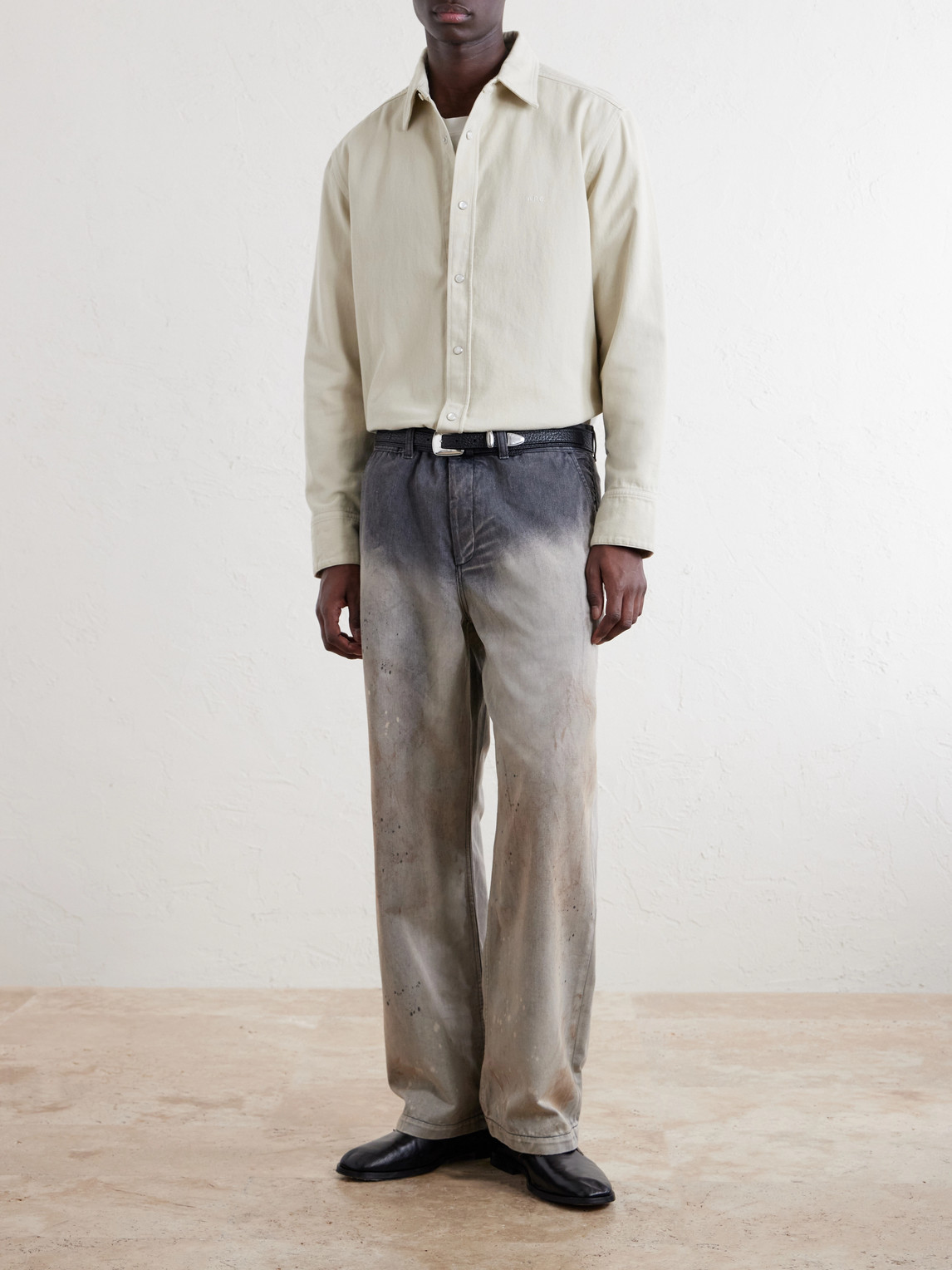 Rig Wide-Leg Paint-Splattered Jeans