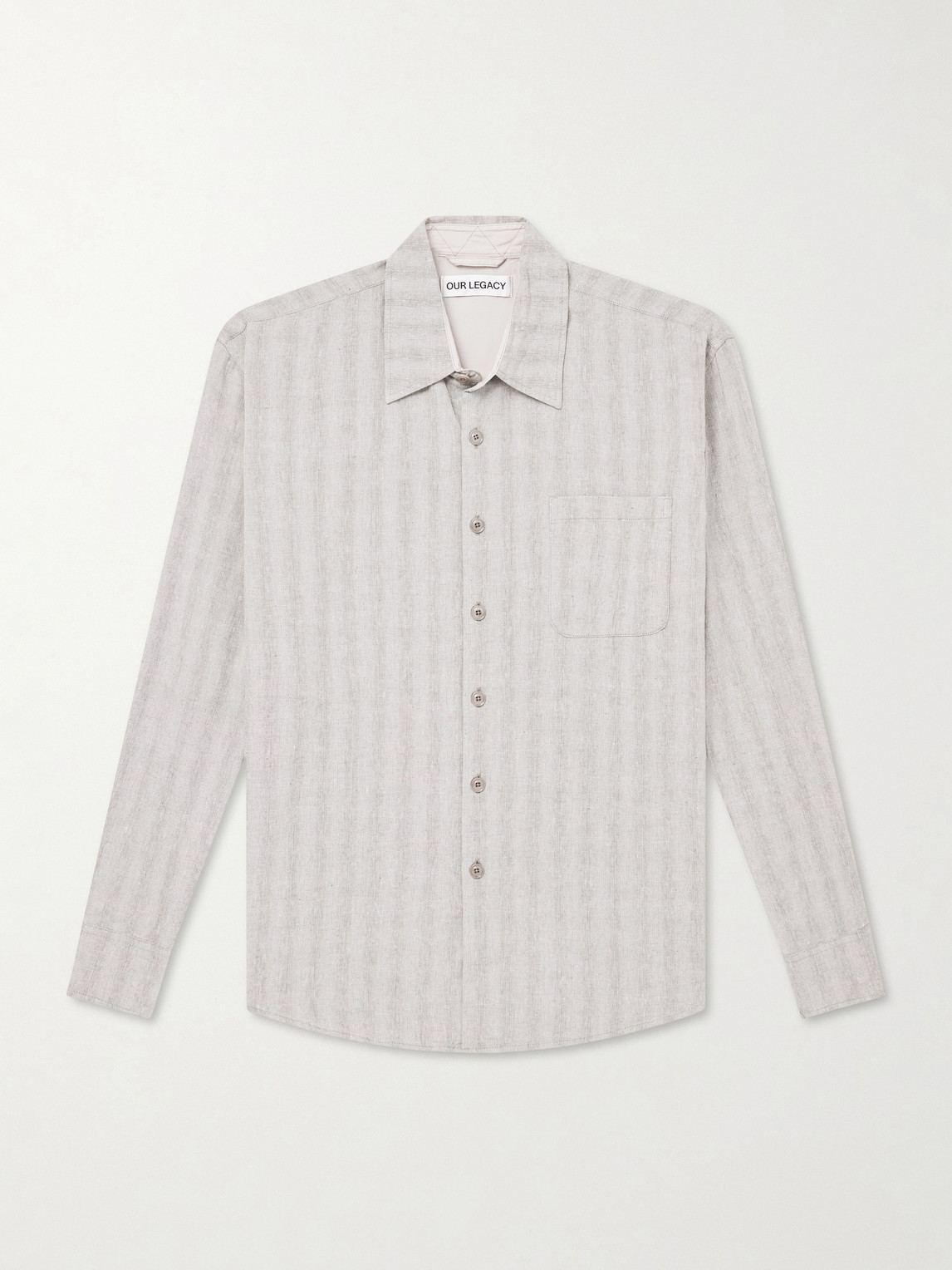 Our Legacy Above Striped Cotton and Linen-Blend Shirt IT 48