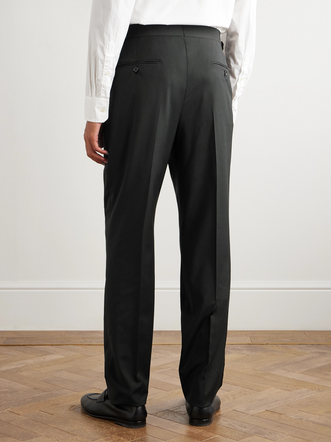 Dunhill Prince Of Wales Check Straight-leg Wool Trousers In Black