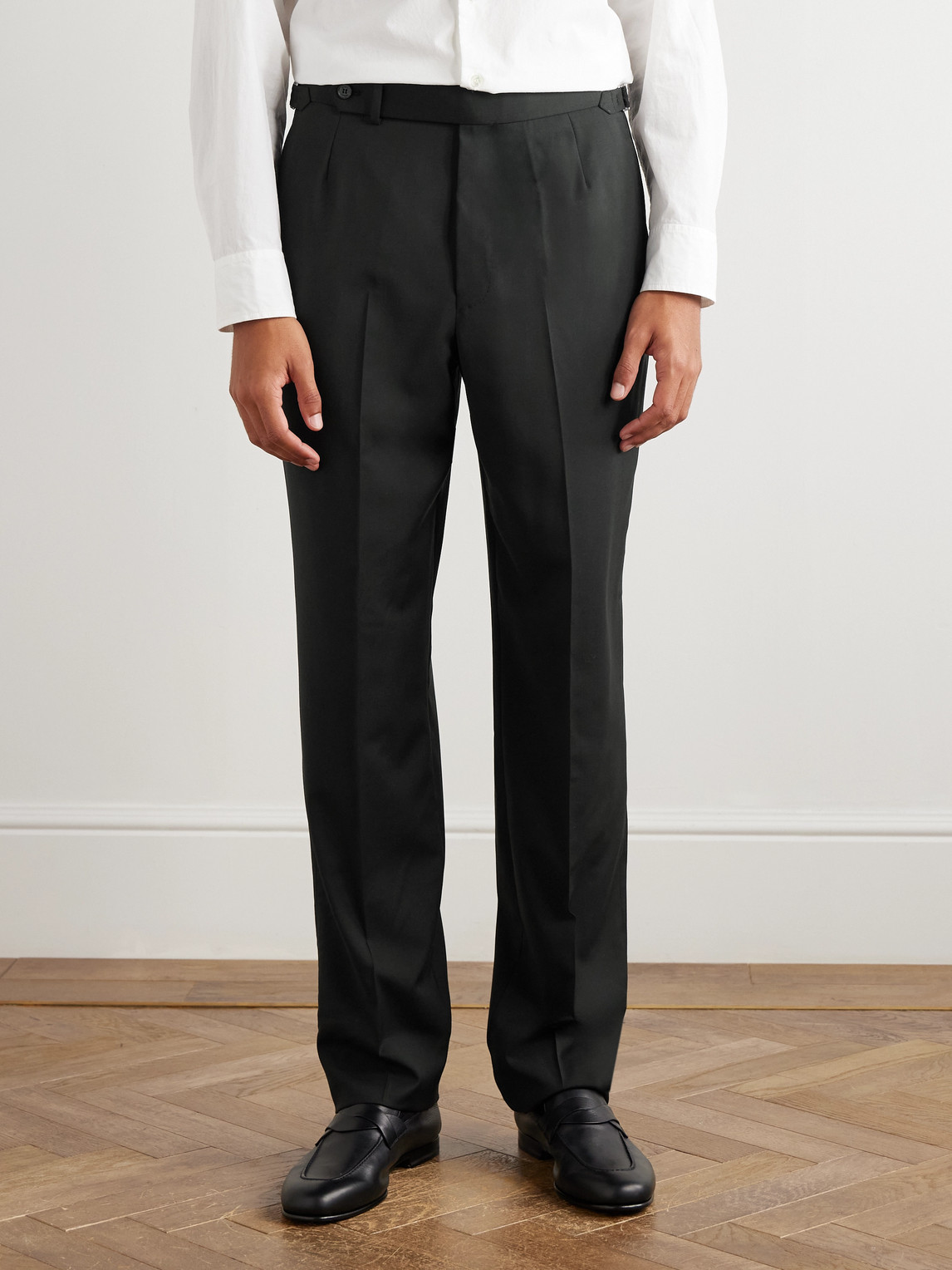 Dunhill Prince Of Wales Check Straight-leg Wool Trousers In Black