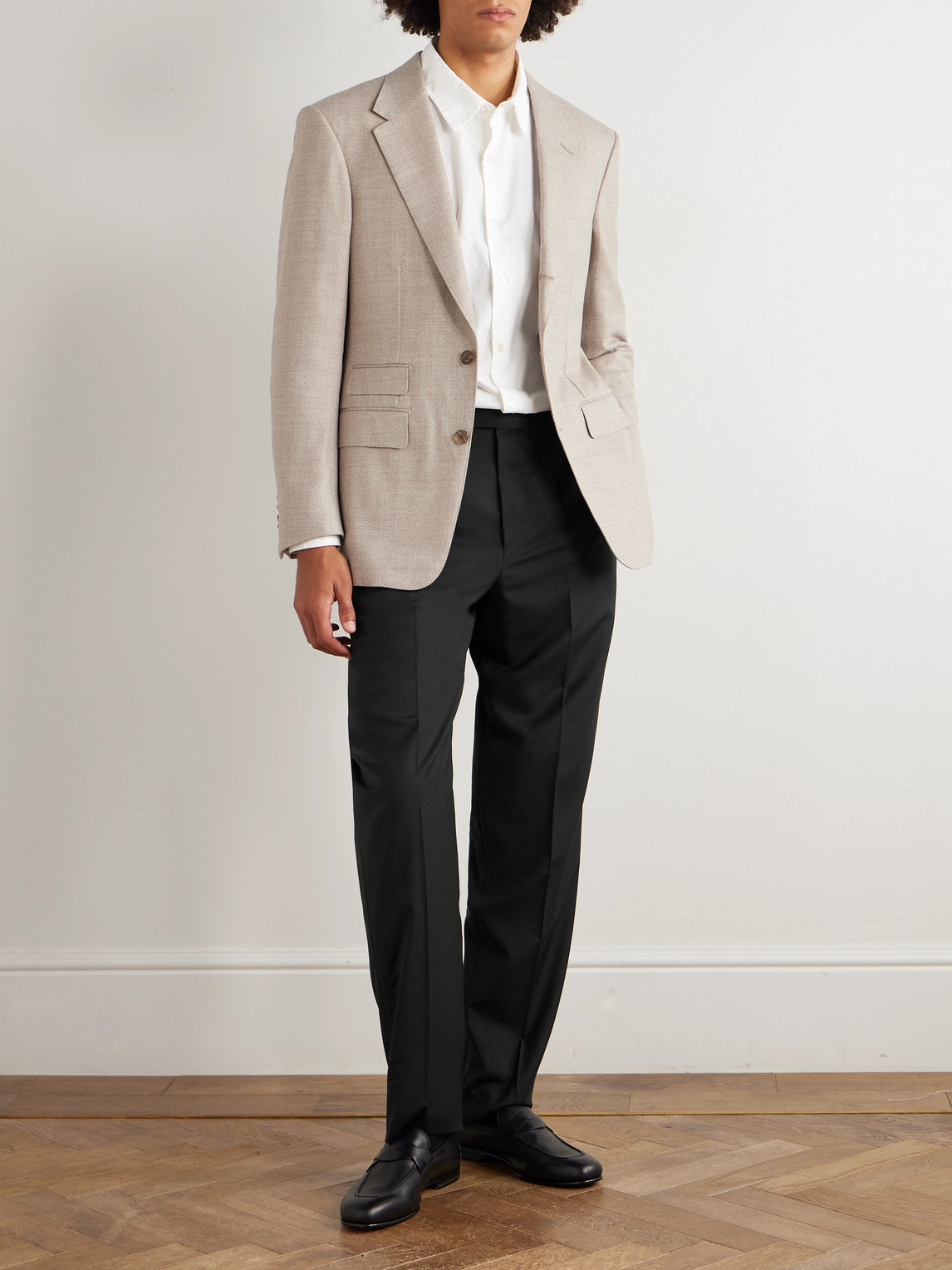 Dunhill Prince Of Wales Check Straight-leg Wool Trousers In Black
