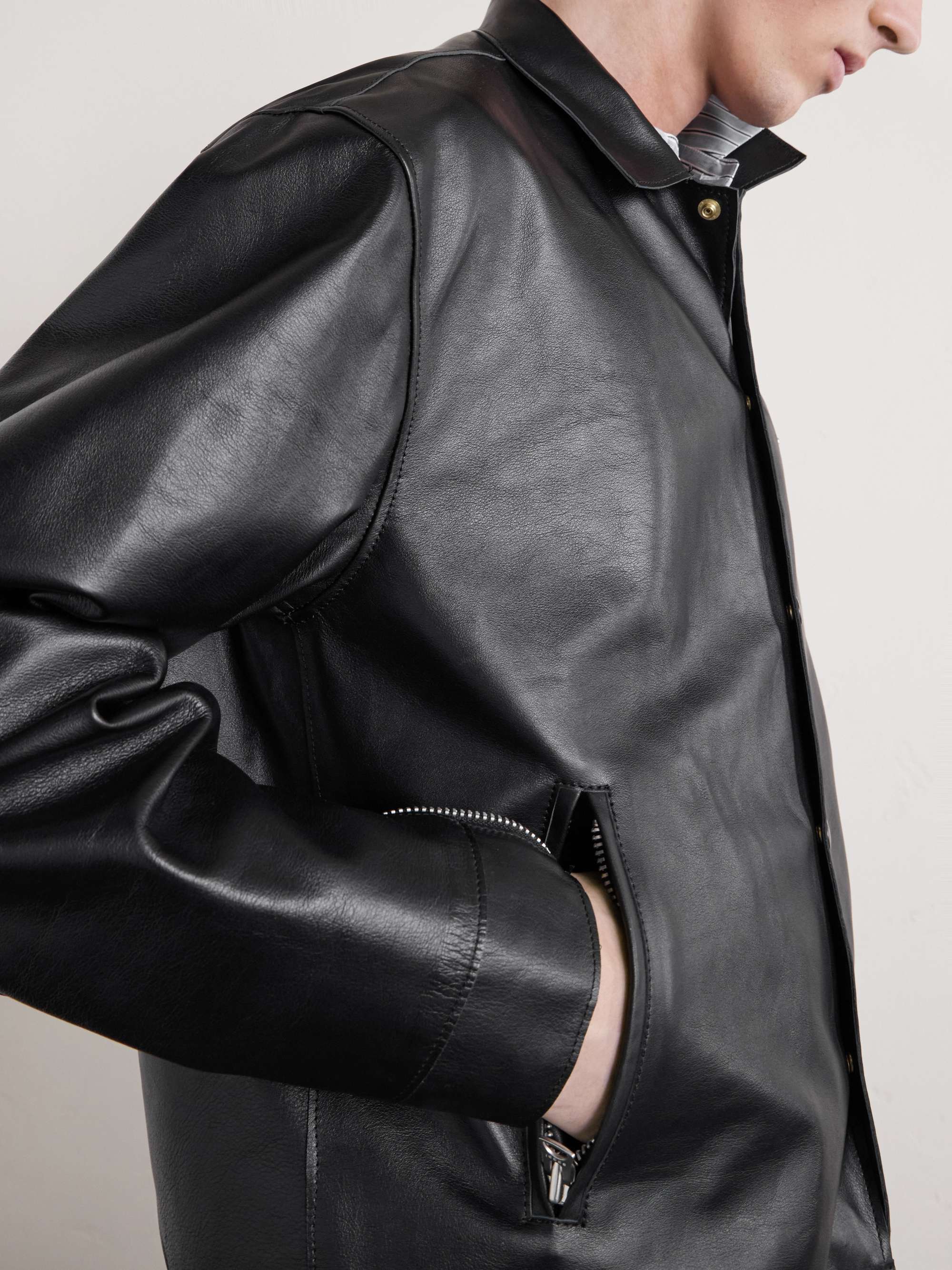 SACAI Layered Leather Blouson Jacket for Men | MR PORTER