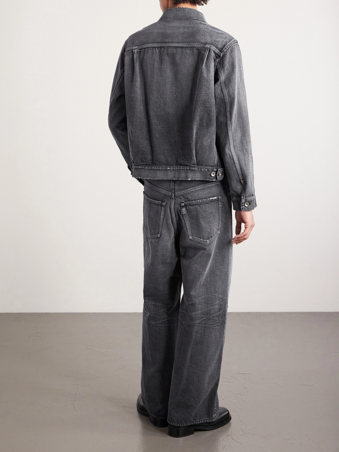  Sacai - Beyondexx Wide-leg Belted Distressed Jeans - Men - Gray - 4 