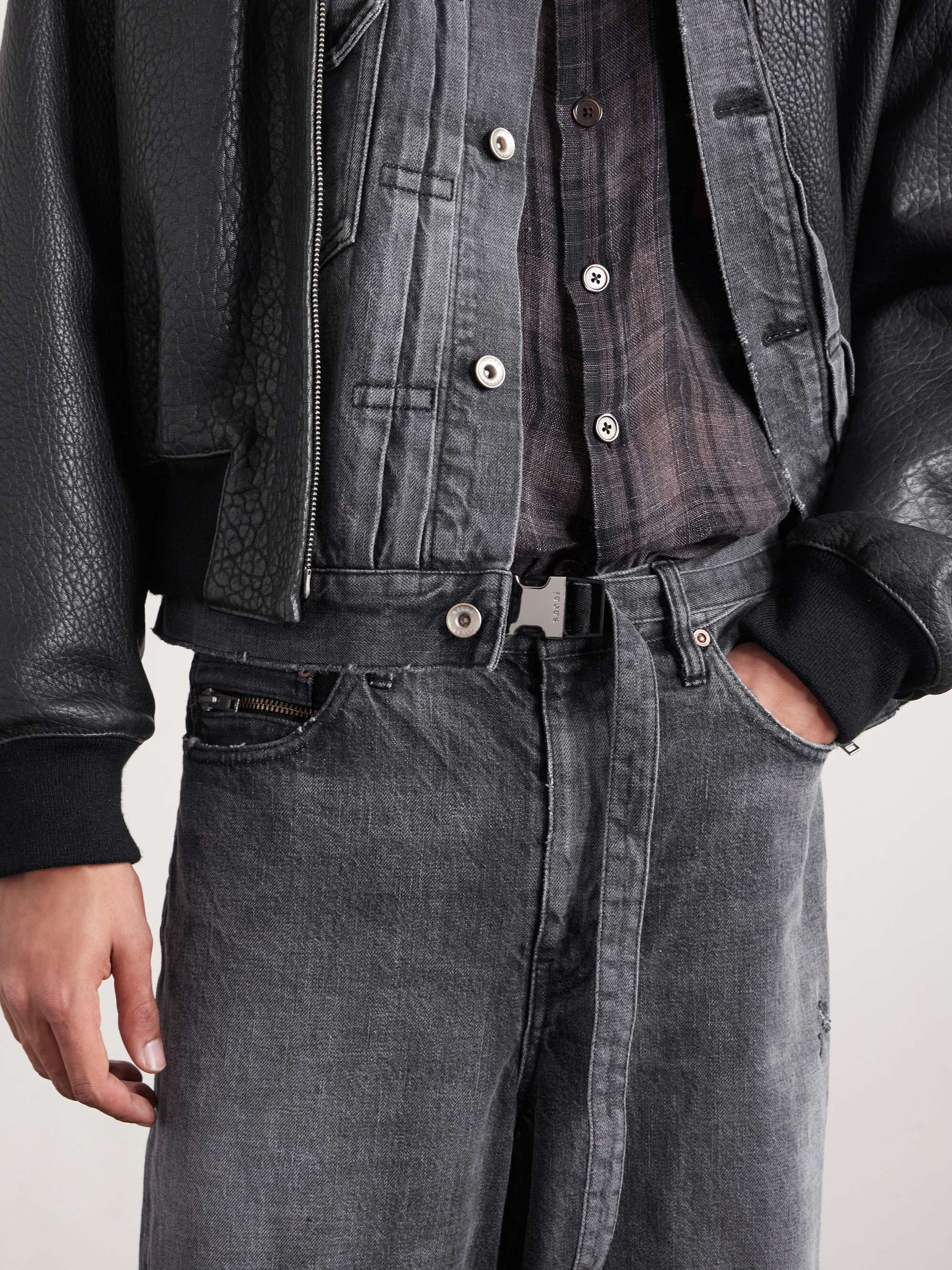 SACAI + Beyondexx Wide-Leg Belted Distressed Jeans for Men | MR PORTER