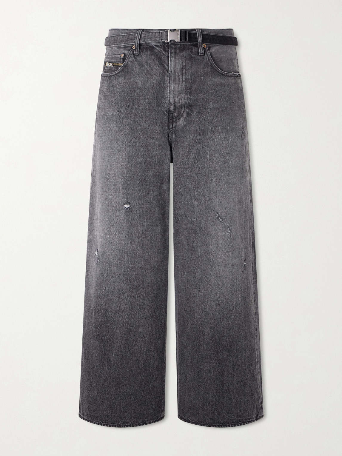 Sacai Beyondexx Wide-Leg Belted Distressed Jeans - Men