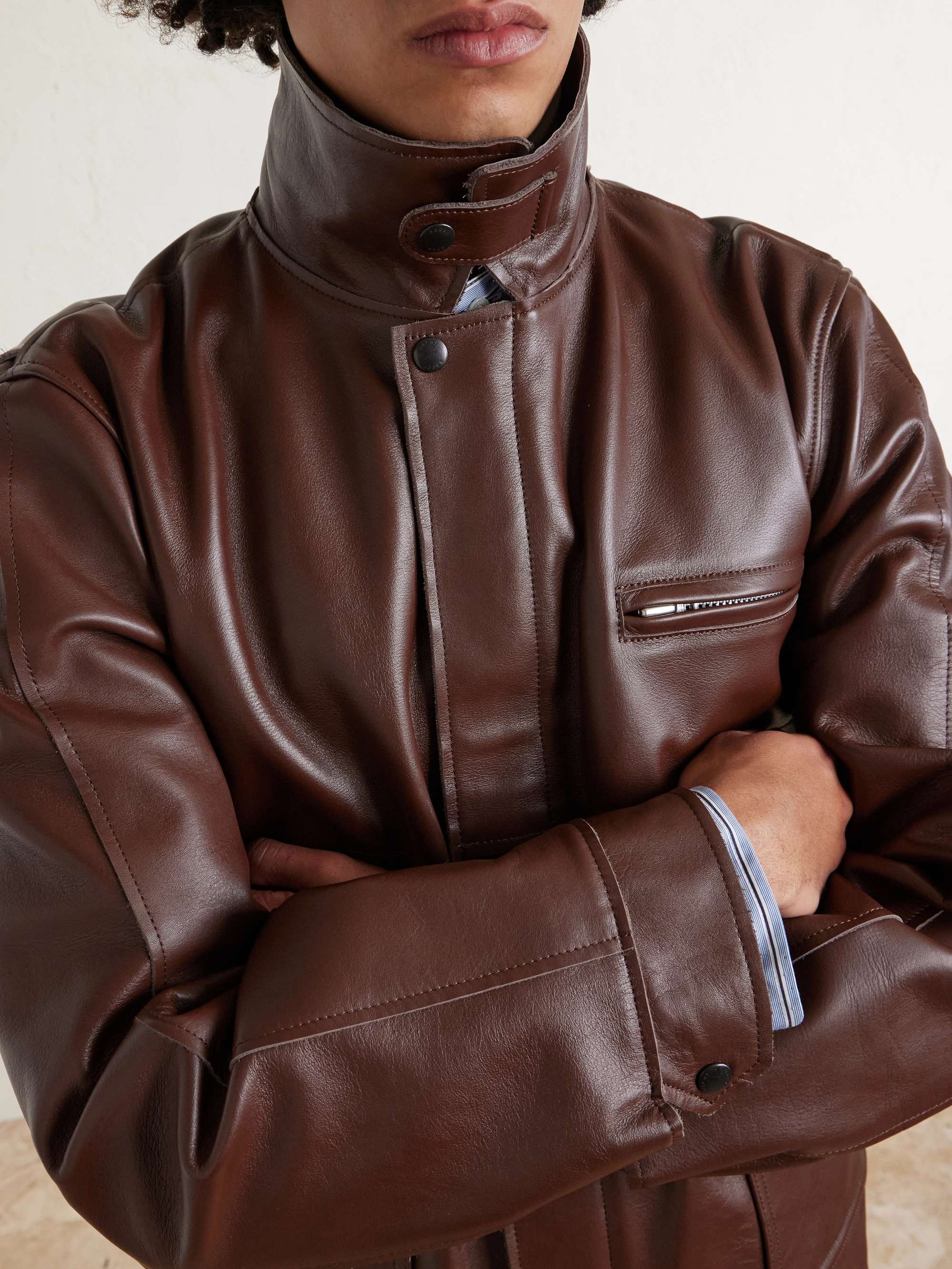 SACAI Leather Blouson Jacket for Men | MR PORTER
