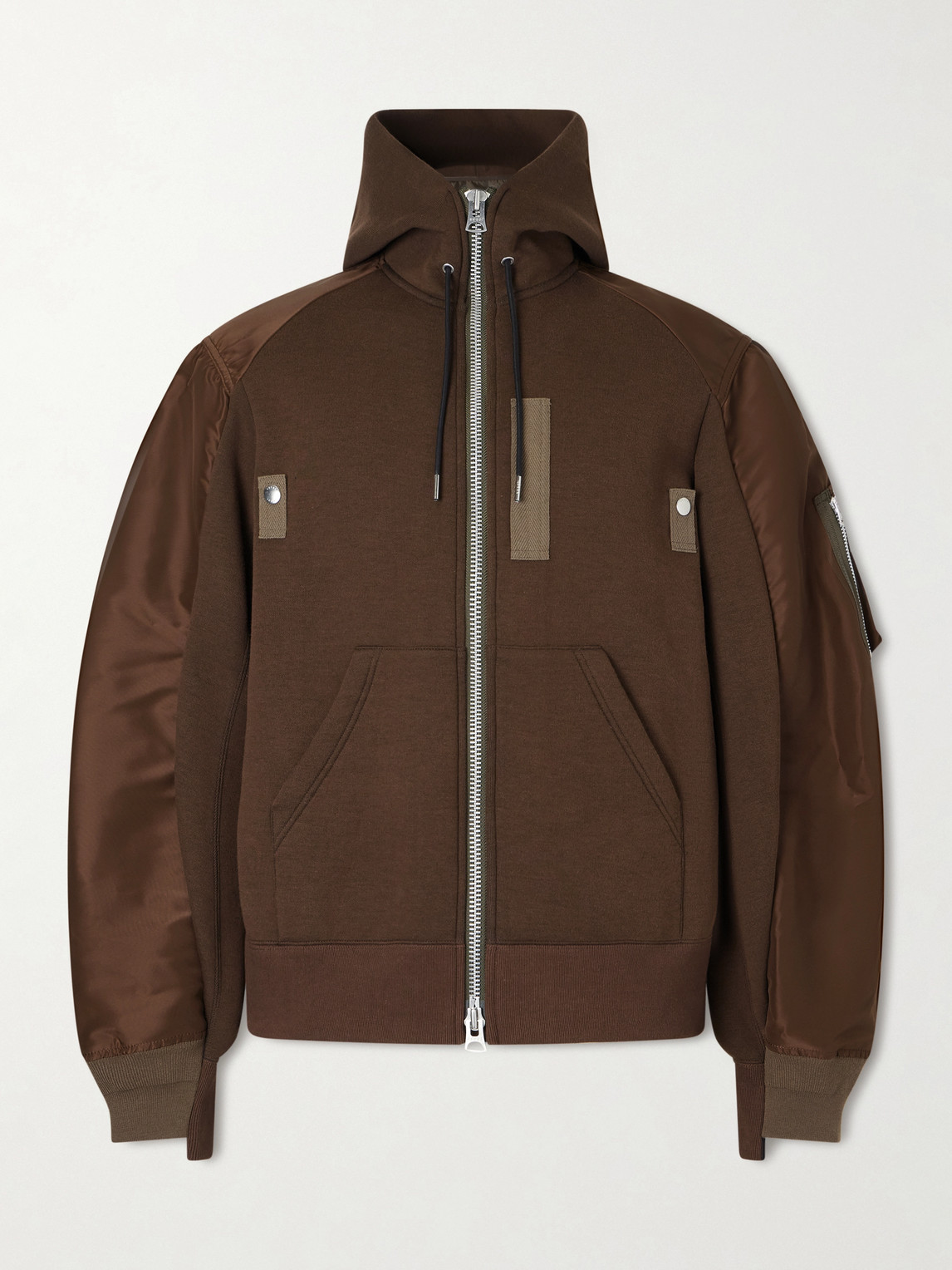 Sacai Shell-Trimmed Cotton-Blend Jersey Zip-Up Hoodie - Men