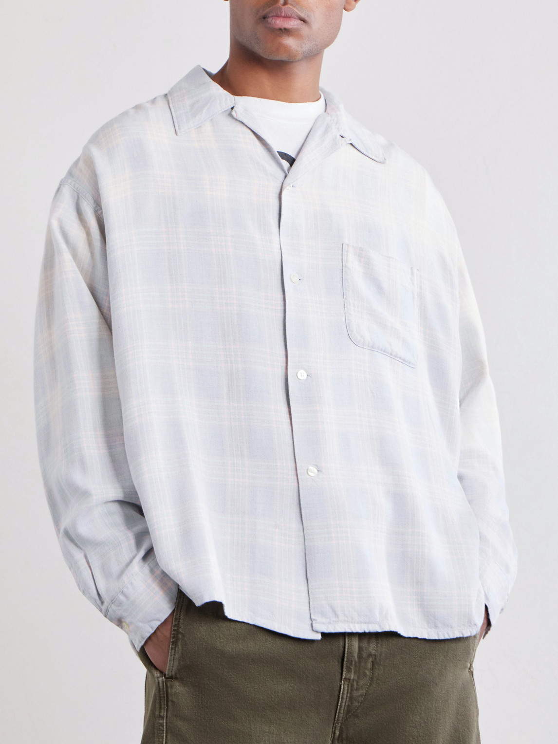  Saint Mxxxxxx - Convertible-collar Checked Flannel Shirt - Men - Blue - S 