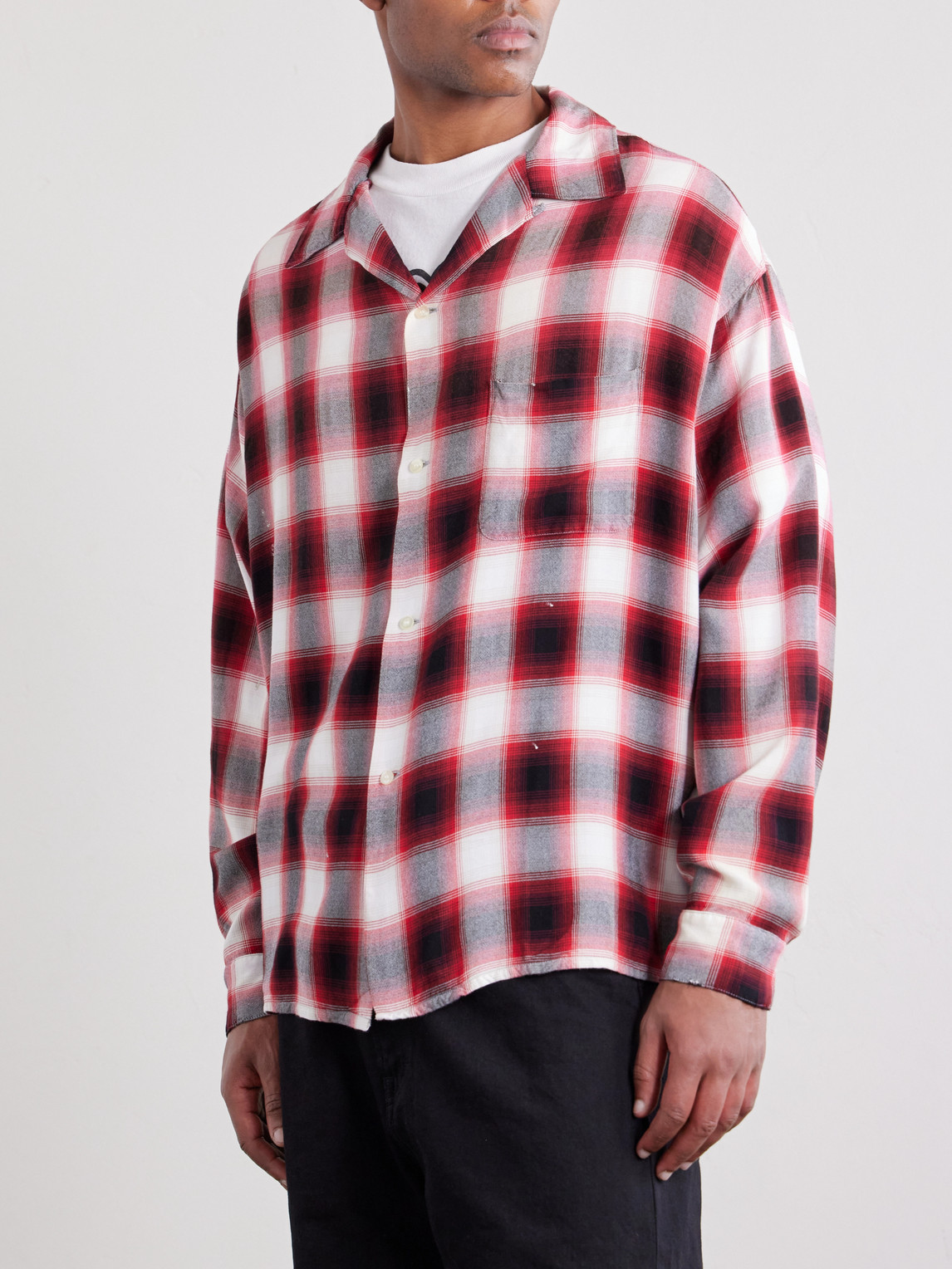  Saint Mxxxxxx - Convertible-collar Checked Flannel Shirt - Men - Red - S 