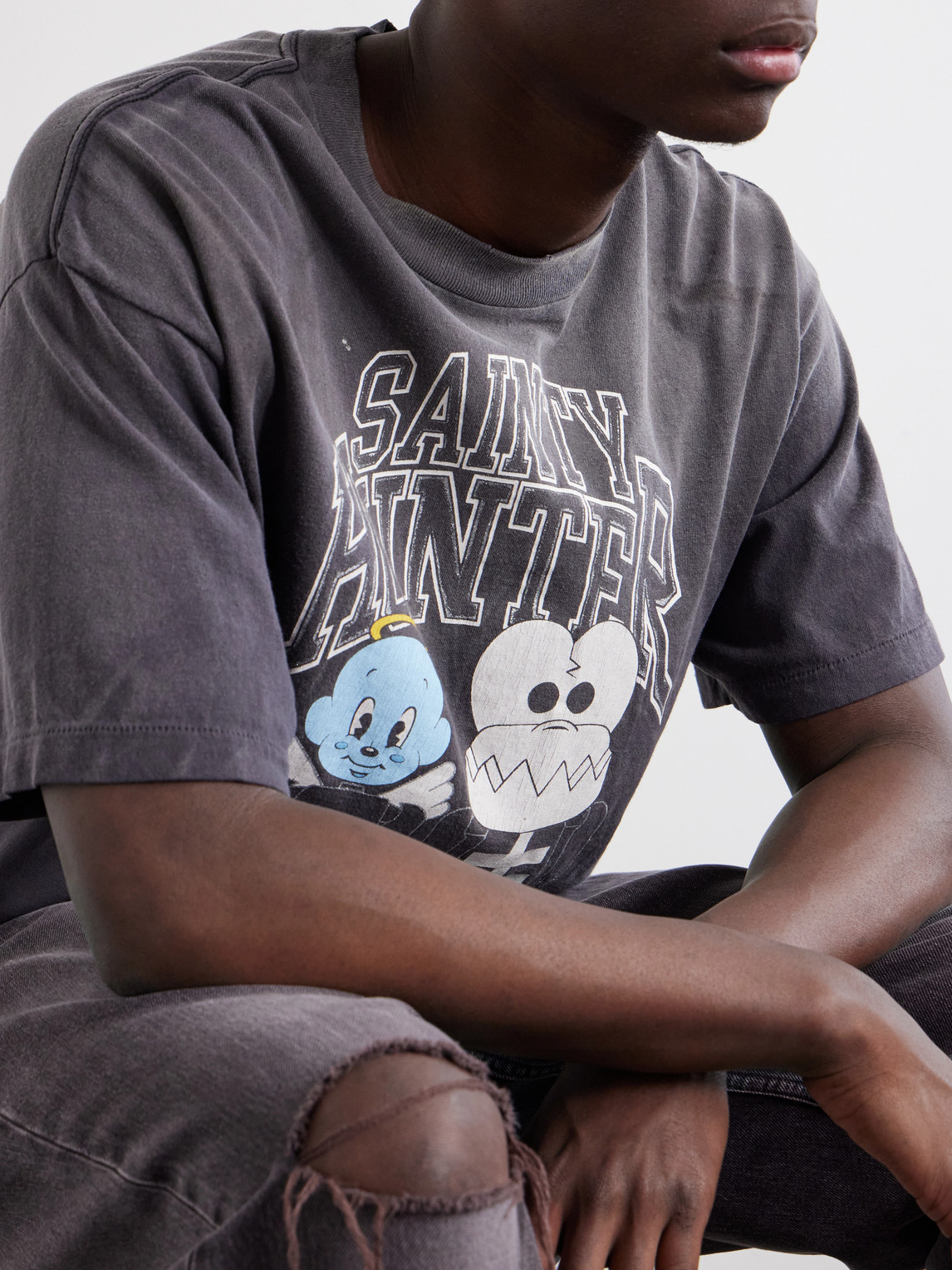 Paint-Splattered Printed Cotton-Jersey T-Shirt