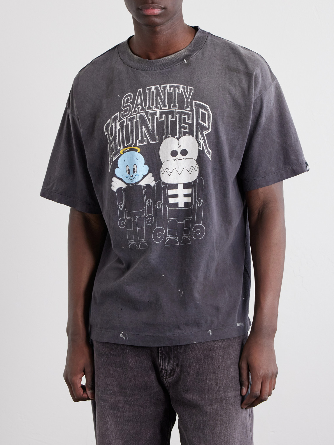 Paint-Splattered Printed Cotton-Jersey T-Shirt