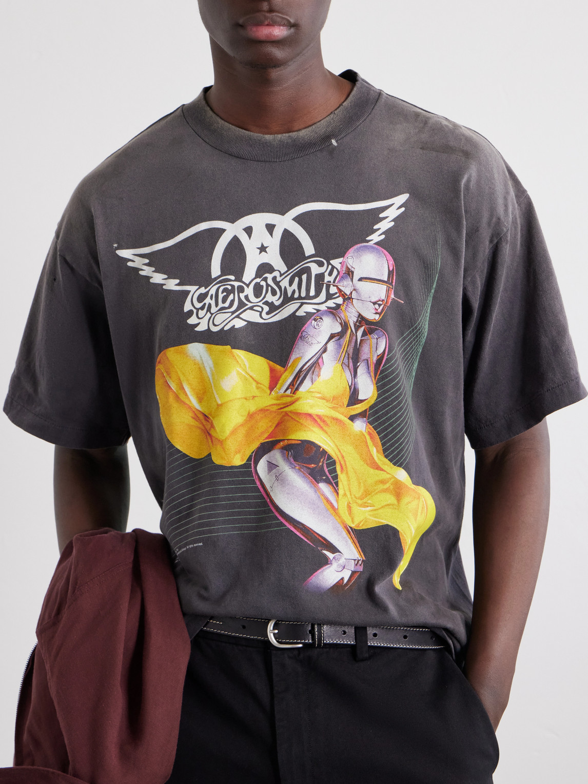 Aerosmith Paint-Splattered Printed Cotton-Jersey T-Shirt