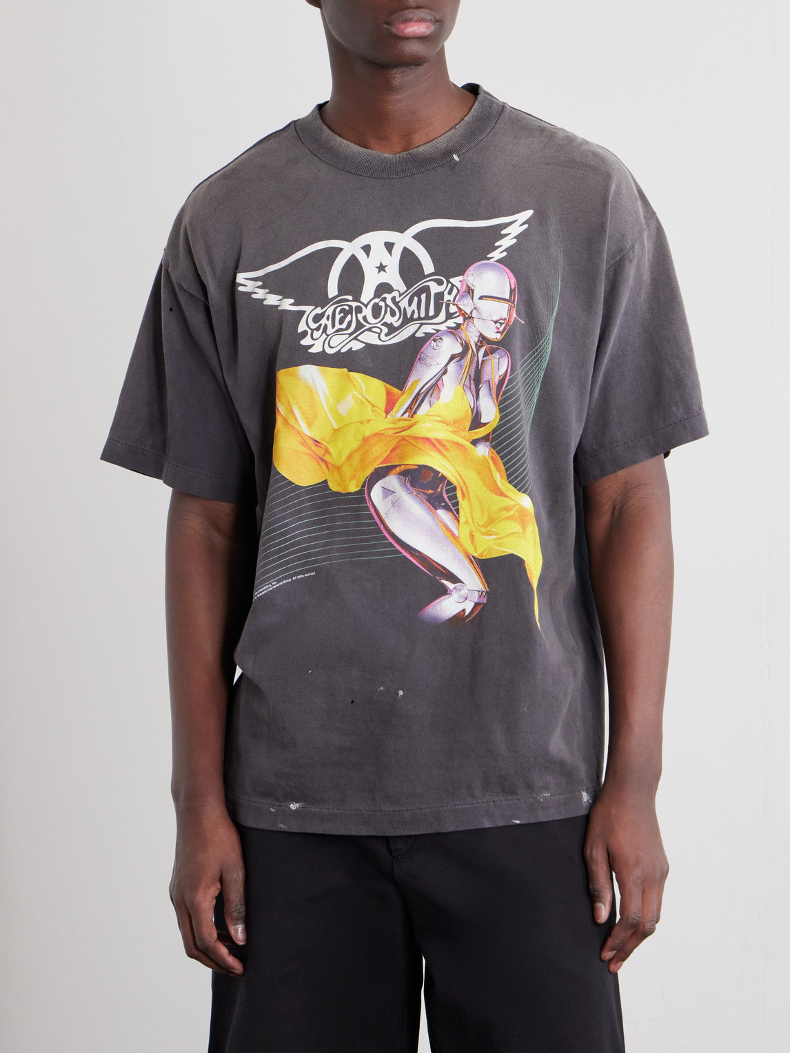 Aerosmith Paint-Splattered Printed Cotton-Jersey T-Shirt