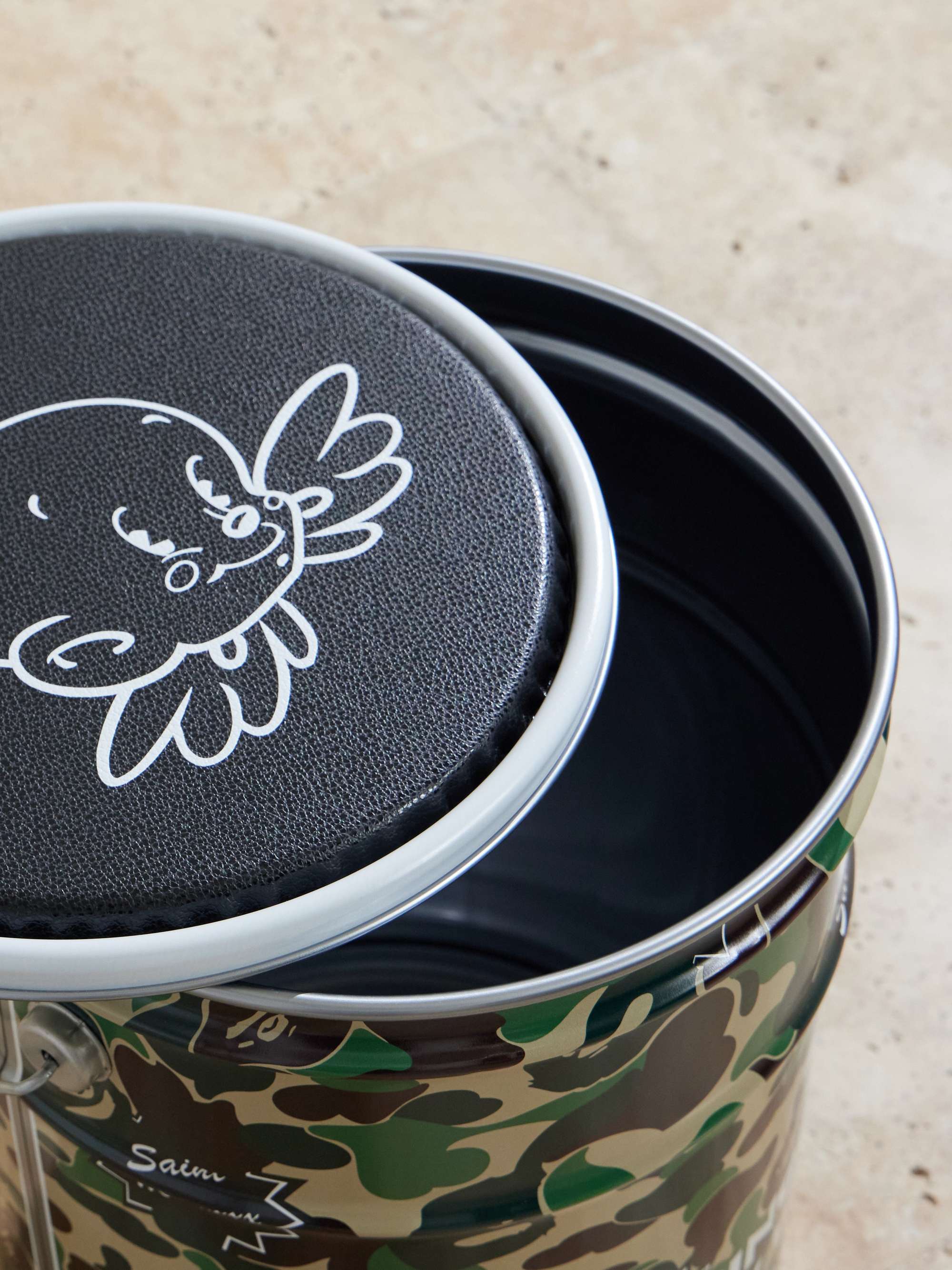 SAINT MXXXXXX + Bape Camouflage-Print Metal Can Stool for Men | MR