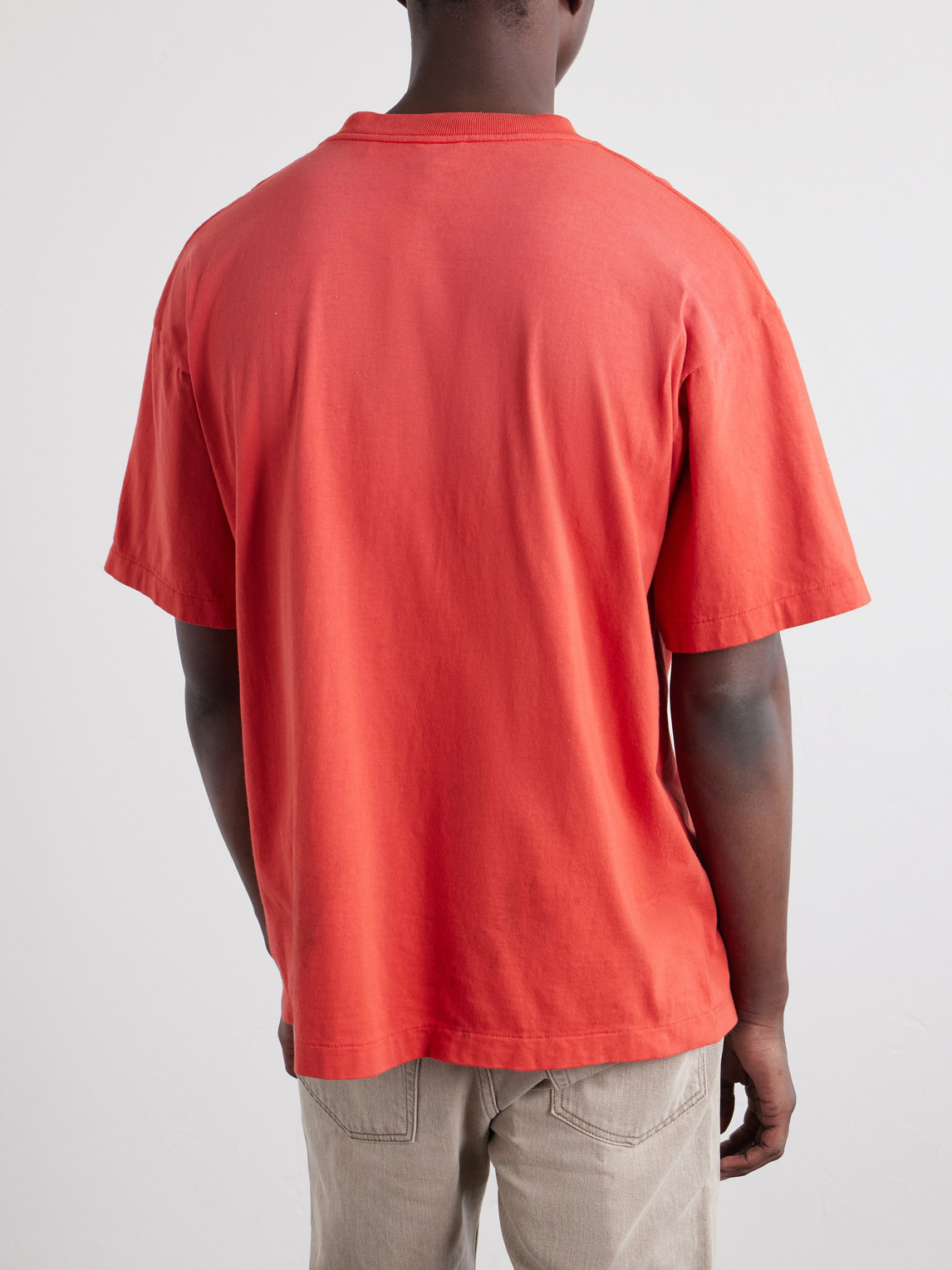 Distressed Logo-Print Cotton-Jersey T-Shirt