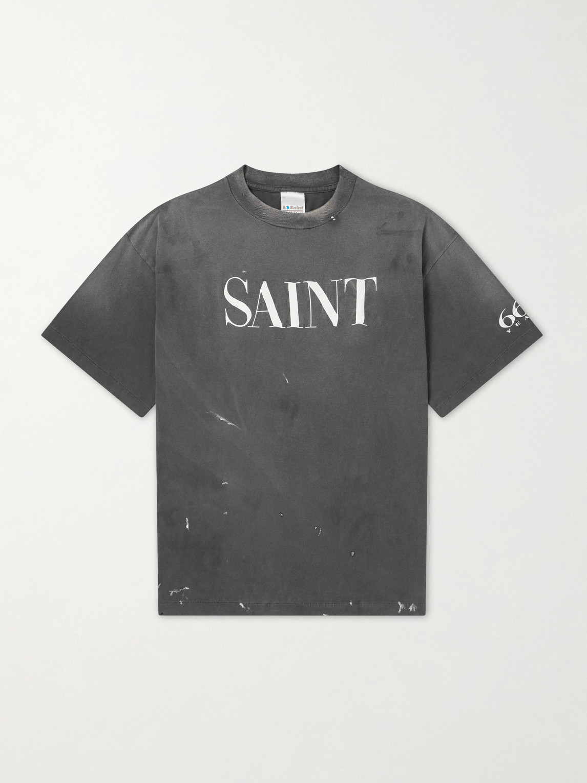 SAINT Mxxxxxx Logo-Print Paint-Splattered Cotton-Jersey T-Shirt - Men