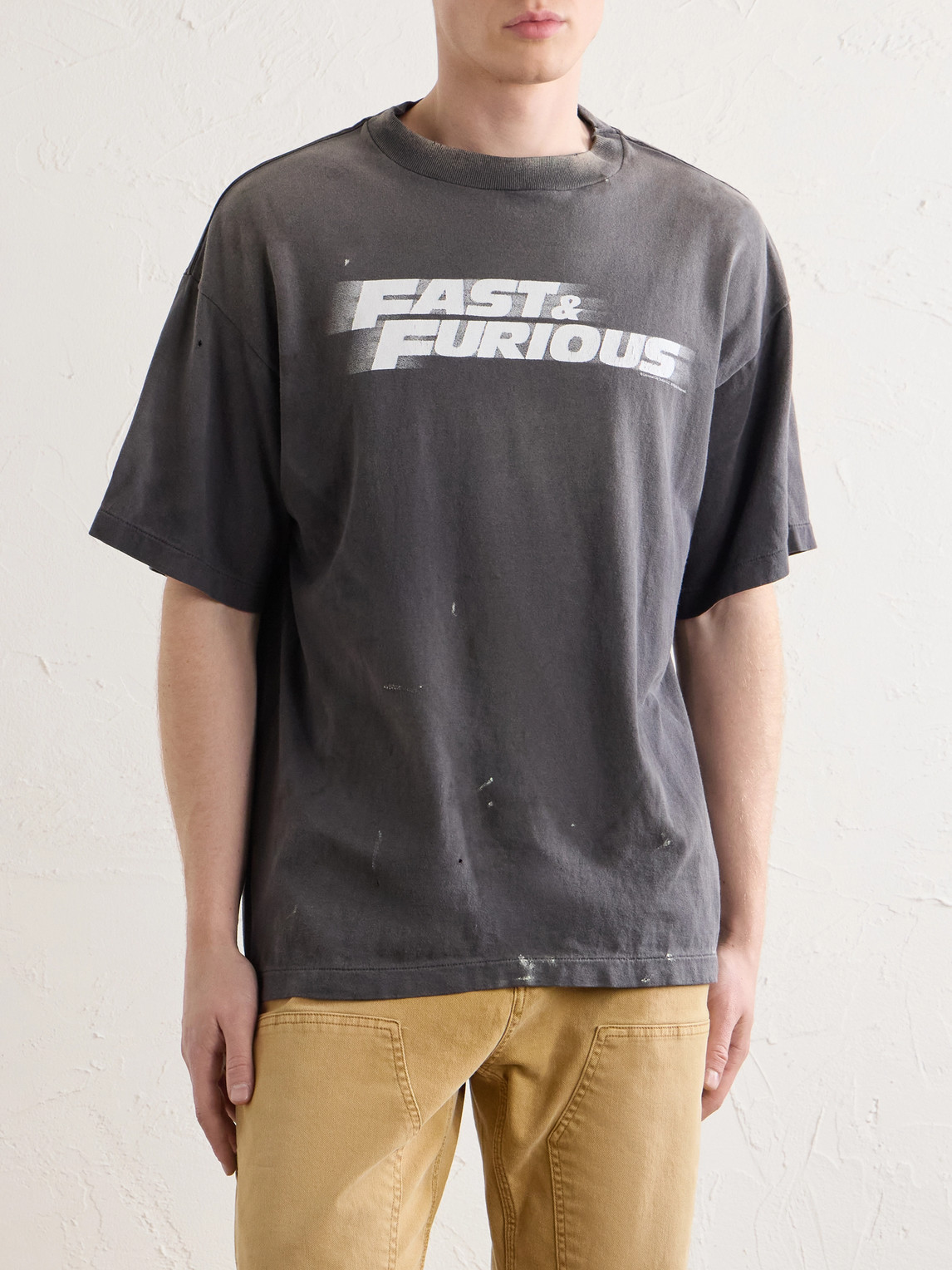 Fast & Furious Paint-Splattered Printed Cotton-Jersey T-Shirt