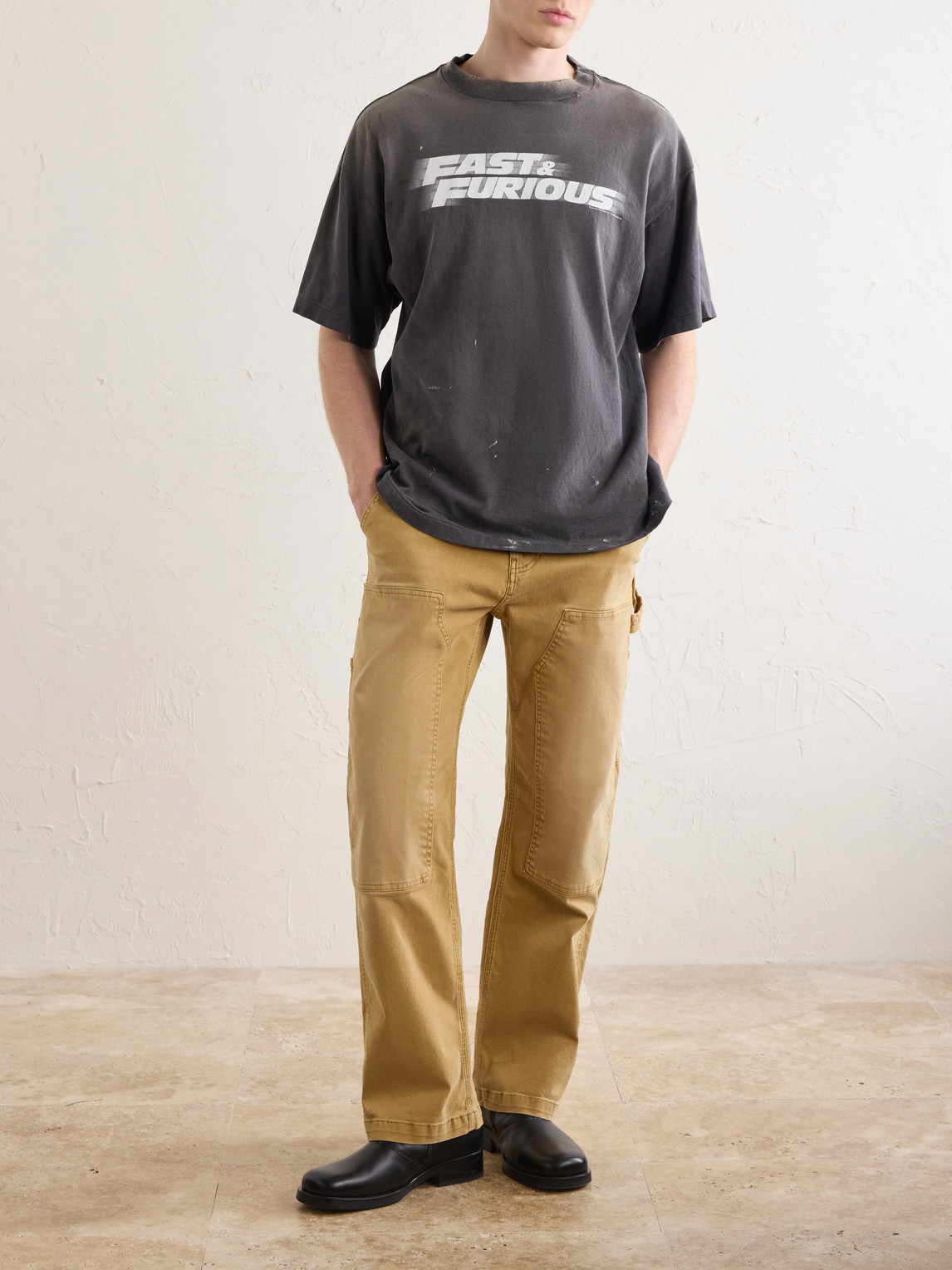 Fast & Furious Paint-Splattered Printed Cotton-Jersey T-Shirt
