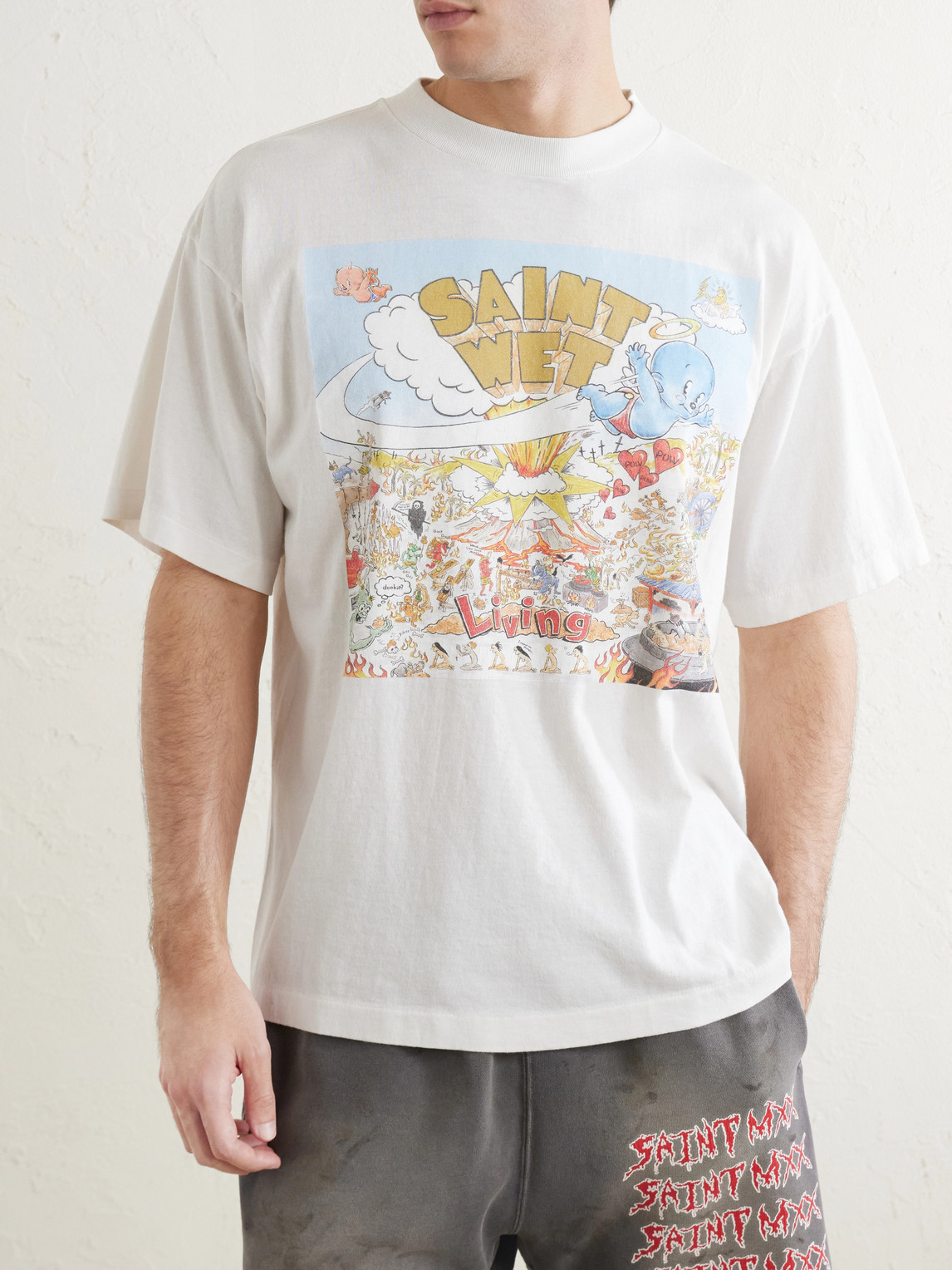 Saint Wet Printed Cotton-Jersey T-Shirt